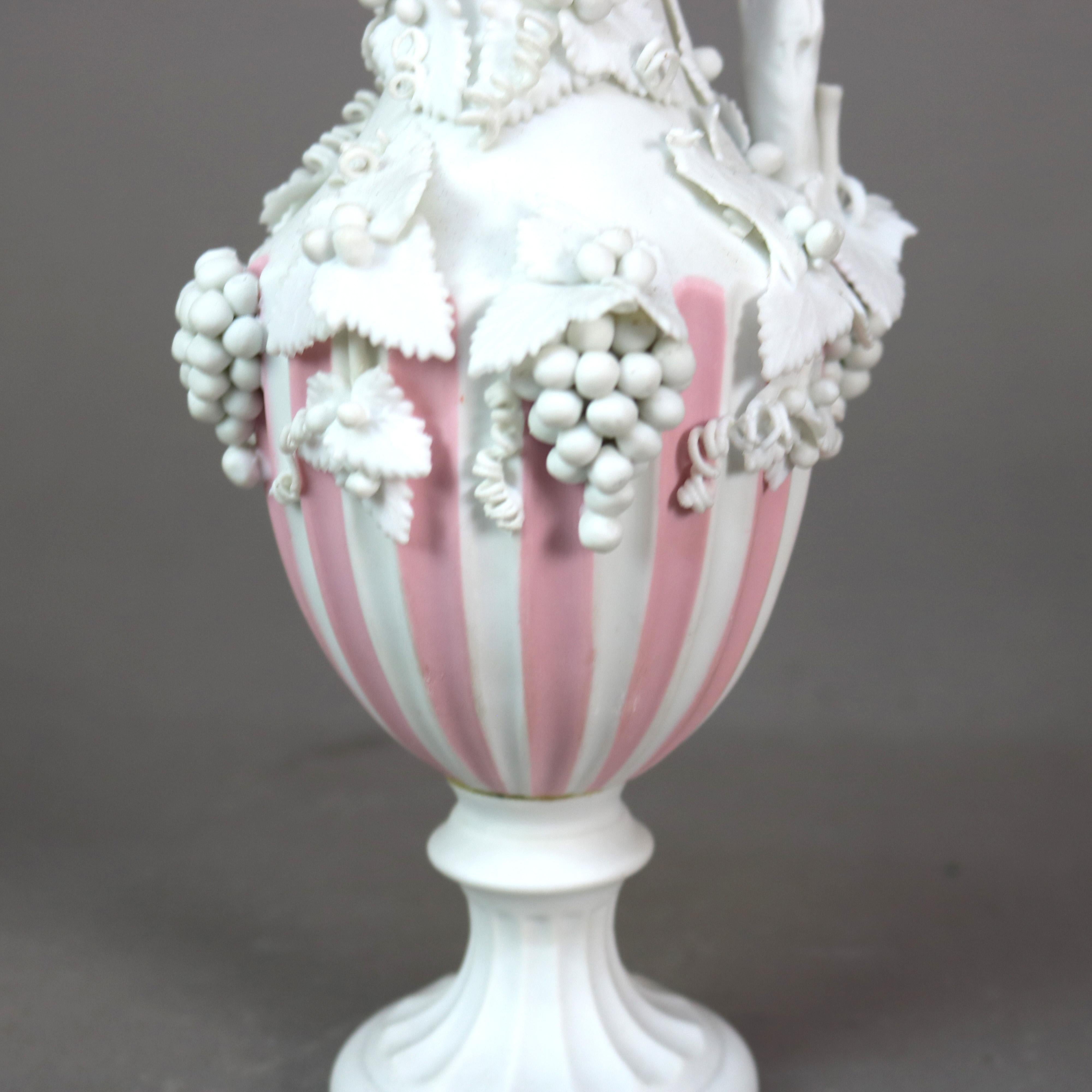 Antique Bennington English Bisque Porcelain Three-Piece Grape & Leaf Console Set For Sale 10
