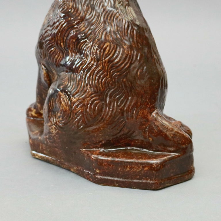 Antique Bennington Pottery School Figural Spaniel in Rockingham Glaze