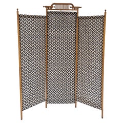 Antique Bentwood 3, Panel Folding Screen with Contemporary Fabric Inserts