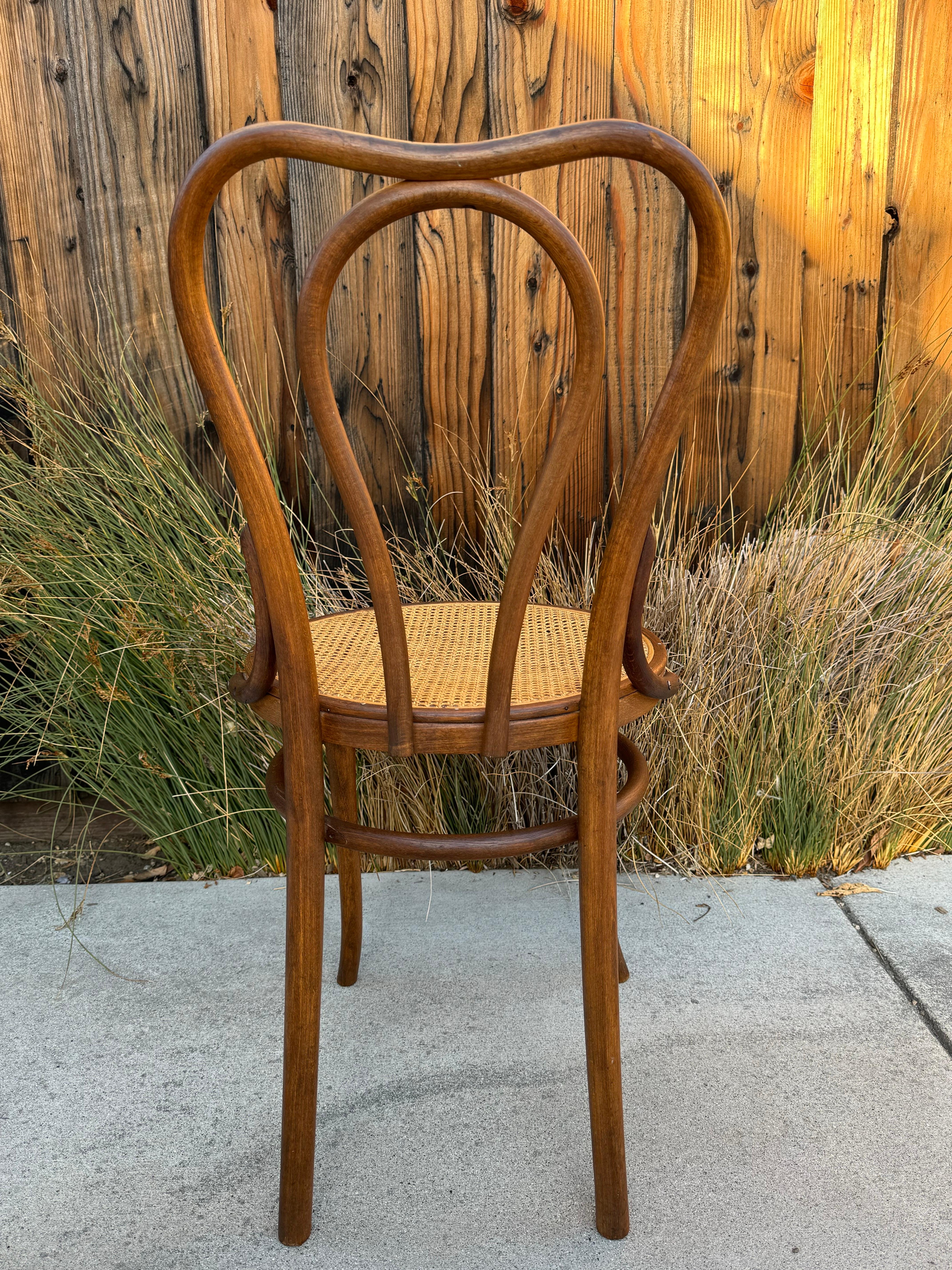 Antique Bentwood and Cane Thonet Bistro Side Chair, Made In Austria In Good Condition In San Carlos, CA