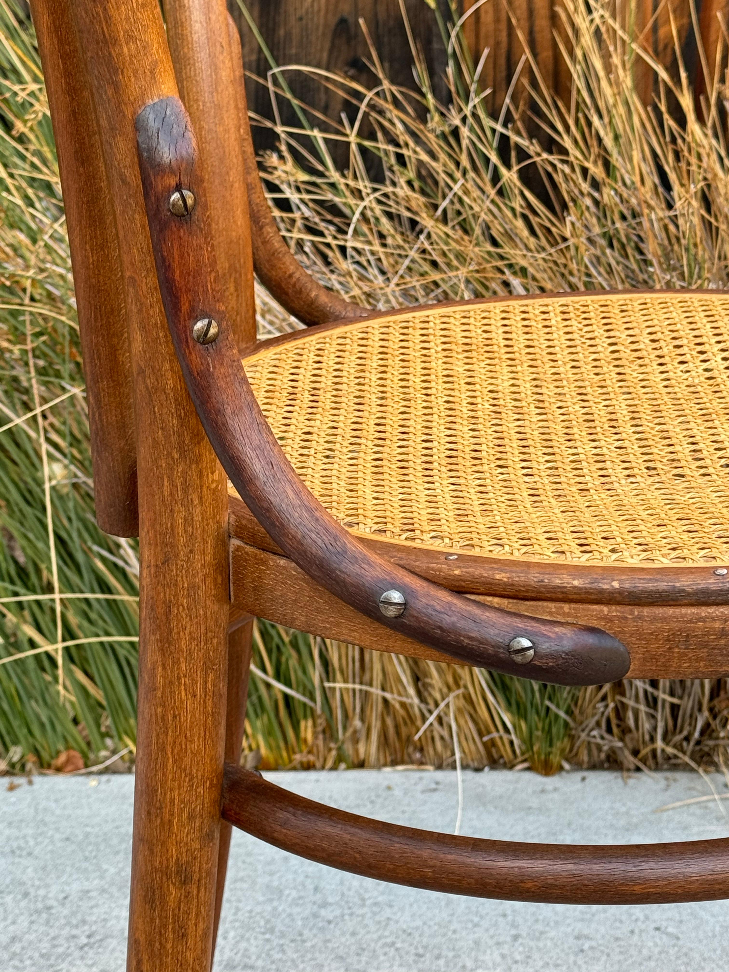 Antique Bentwood and Cane Thonet Bistro Side Chair, Made In Austria 2