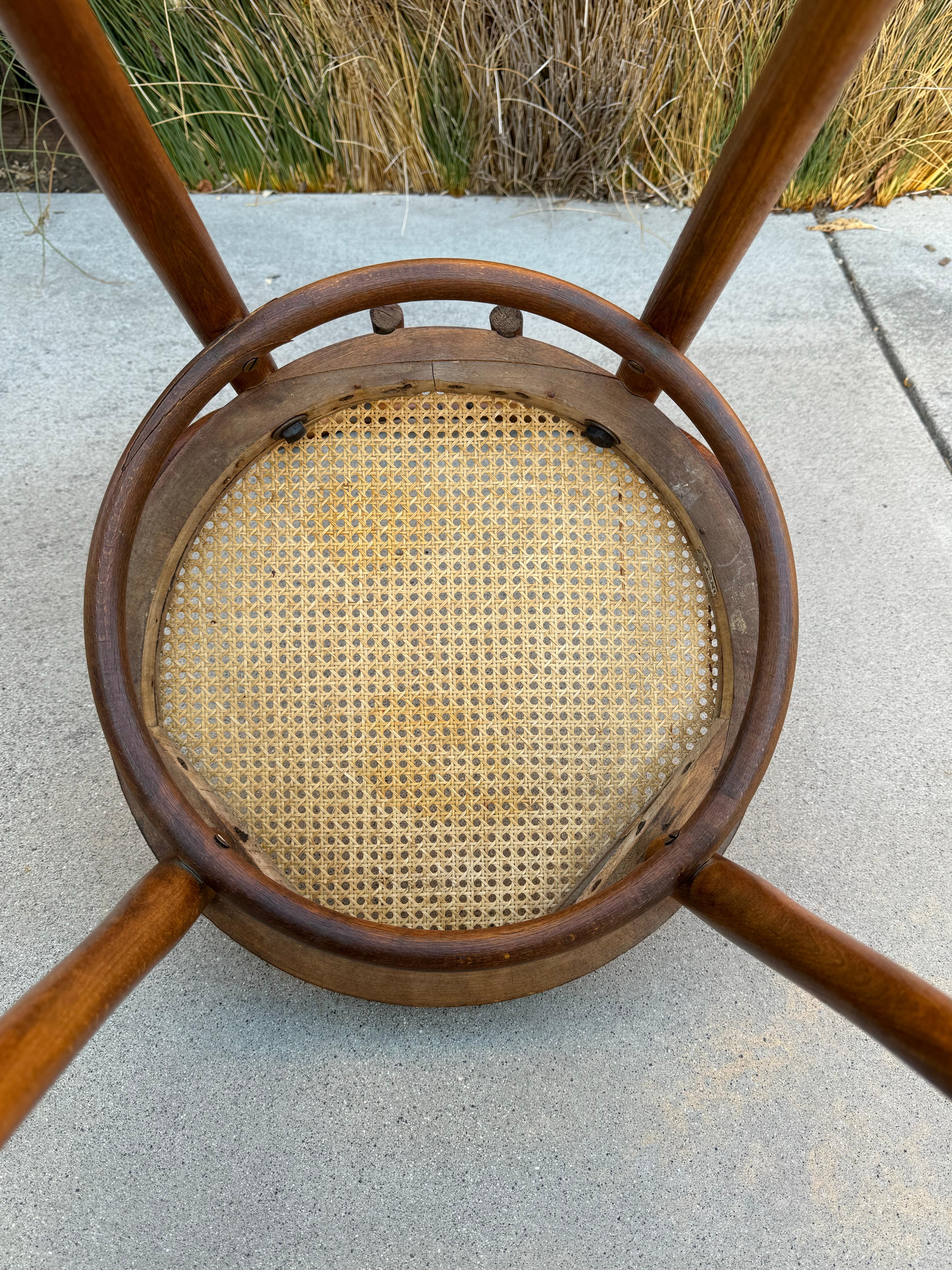 Antique Bentwood and Cane Thonet Bistro Side Chair, Made In Austria 3
