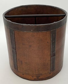 Antique Bentwood and Iron circular Dry Measure Wastepaper Basket  / Trash Can