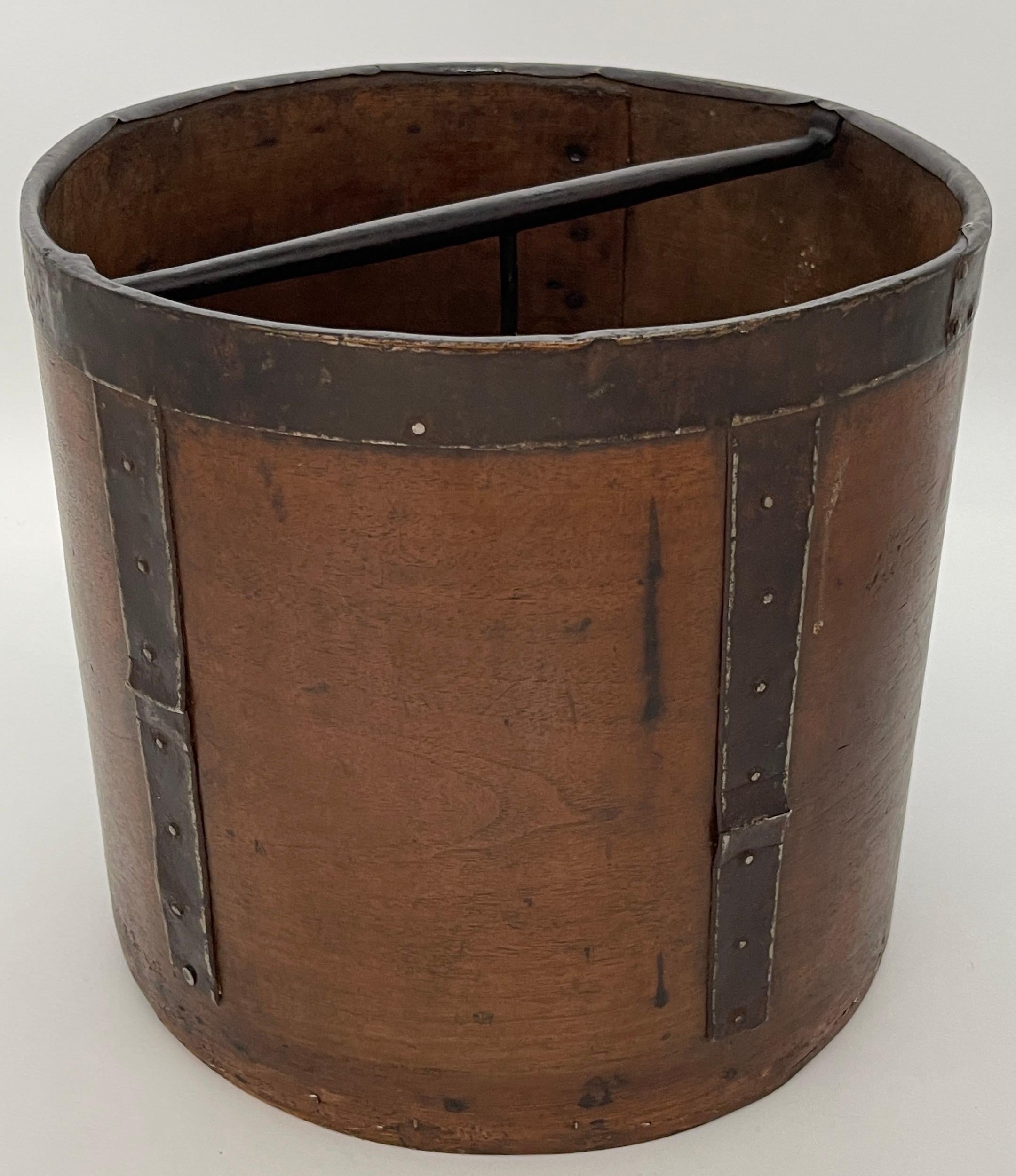 19th Century Antique Bentwood and Iron circular Dry Measure Wastepaper Basket  / Trash Can