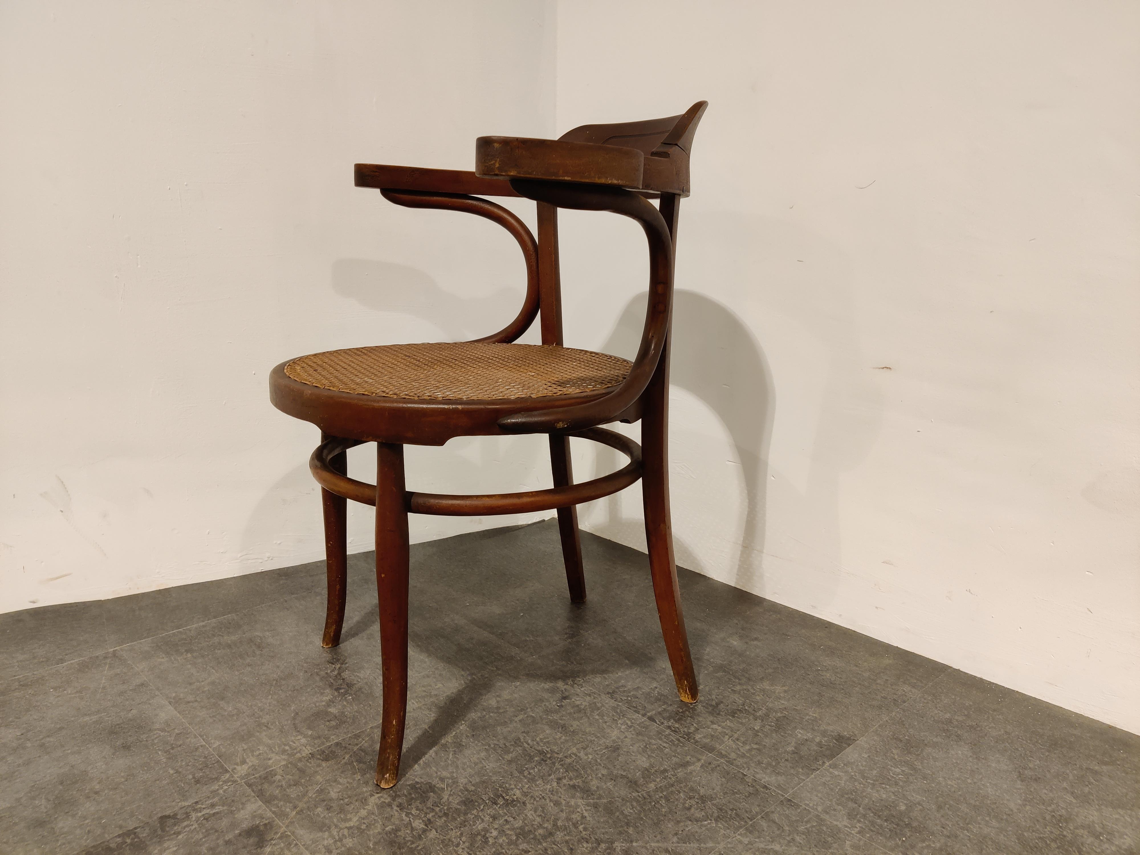 Austrian Antique Bentwood Armchair or Bistro Chair, 1950s For Sale
