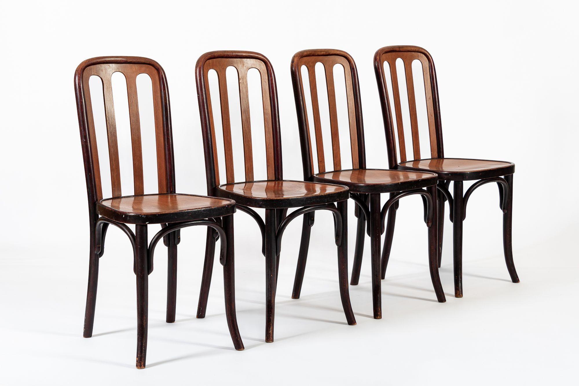 Antique Bentwood Bistro Cafe Chairs by Josef Hoffman for Thonet For Sale 4