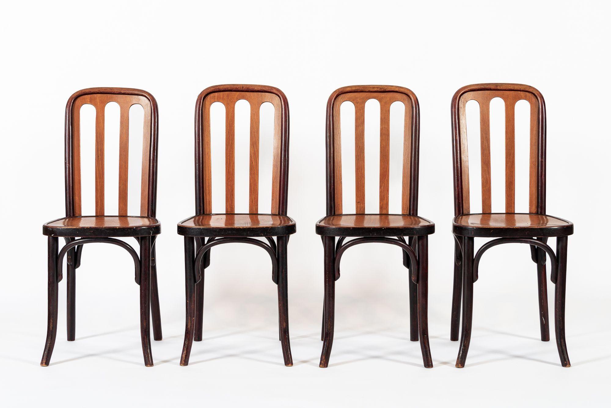 Arts and Crafts Antique Bentwood Bistro Cafe Chairs by Josef Hoffman for Thonet For Sale