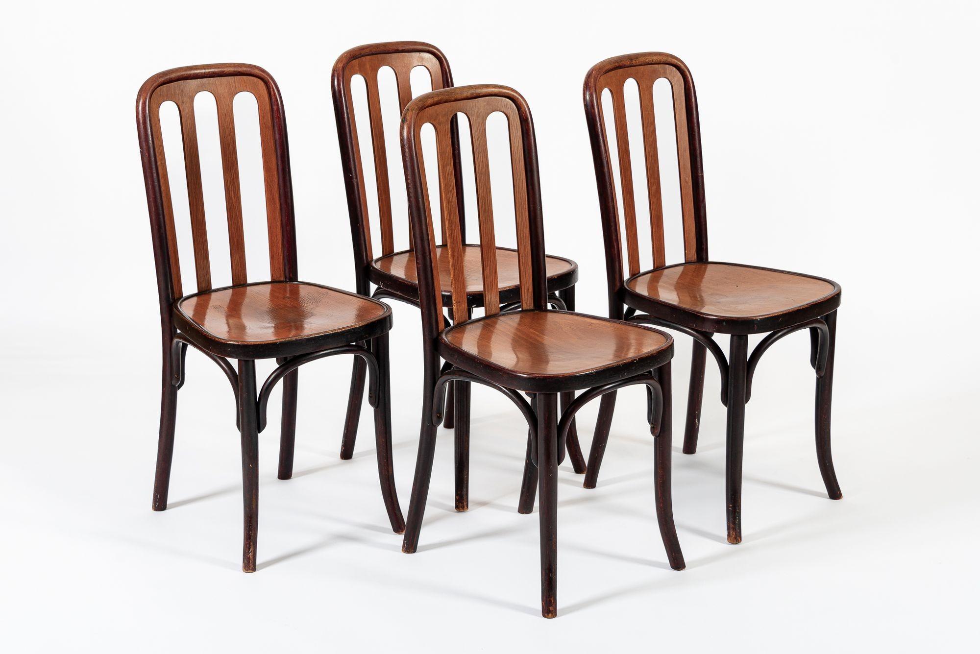 Early 20th Century Antique Bentwood Bistro Cafe Chairs by Josef Hoffman for Thonet For Sale