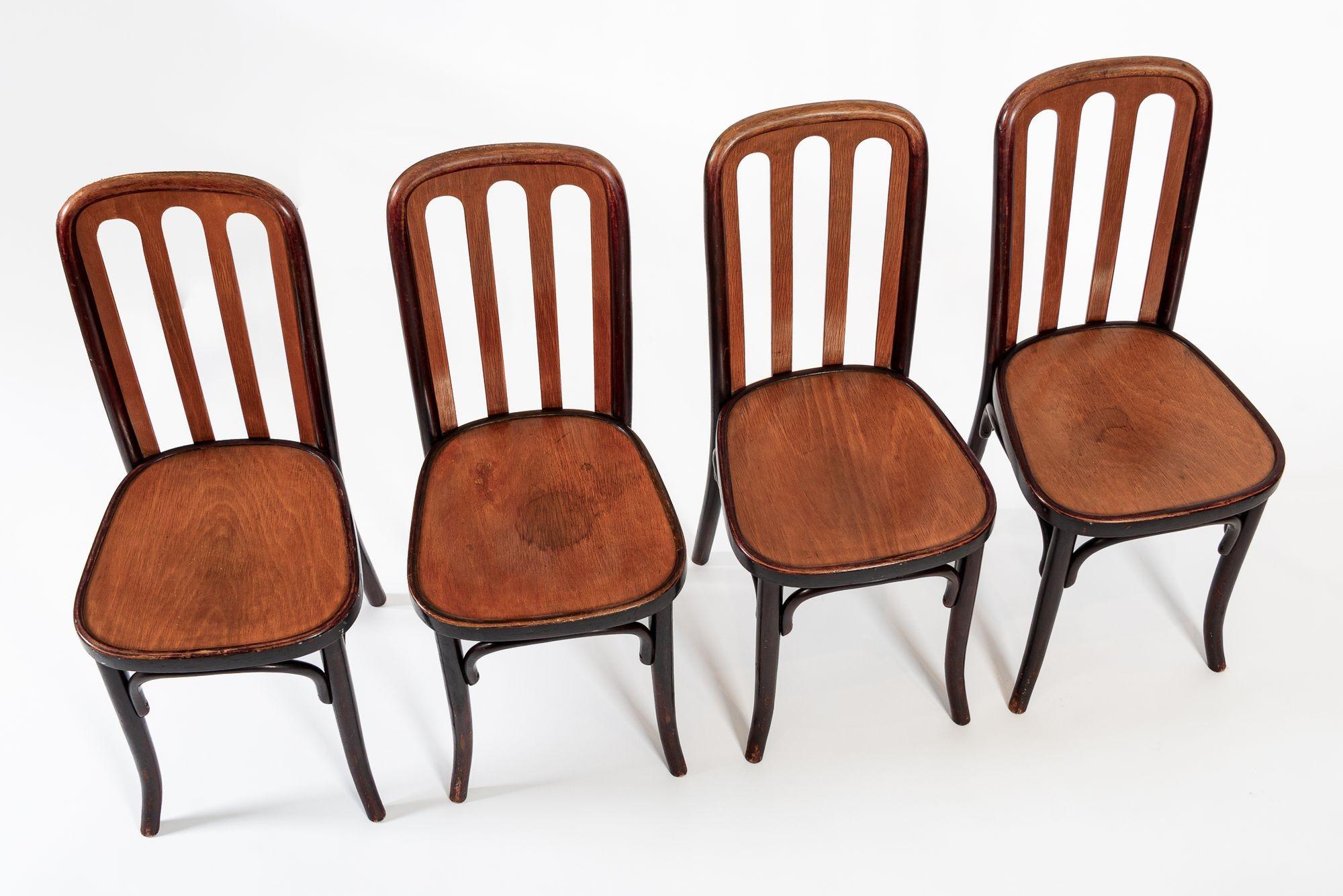 Wood Antique Bentwood Bistro Cafe Chairs by Josef Hoffman for Thonet For Sale
