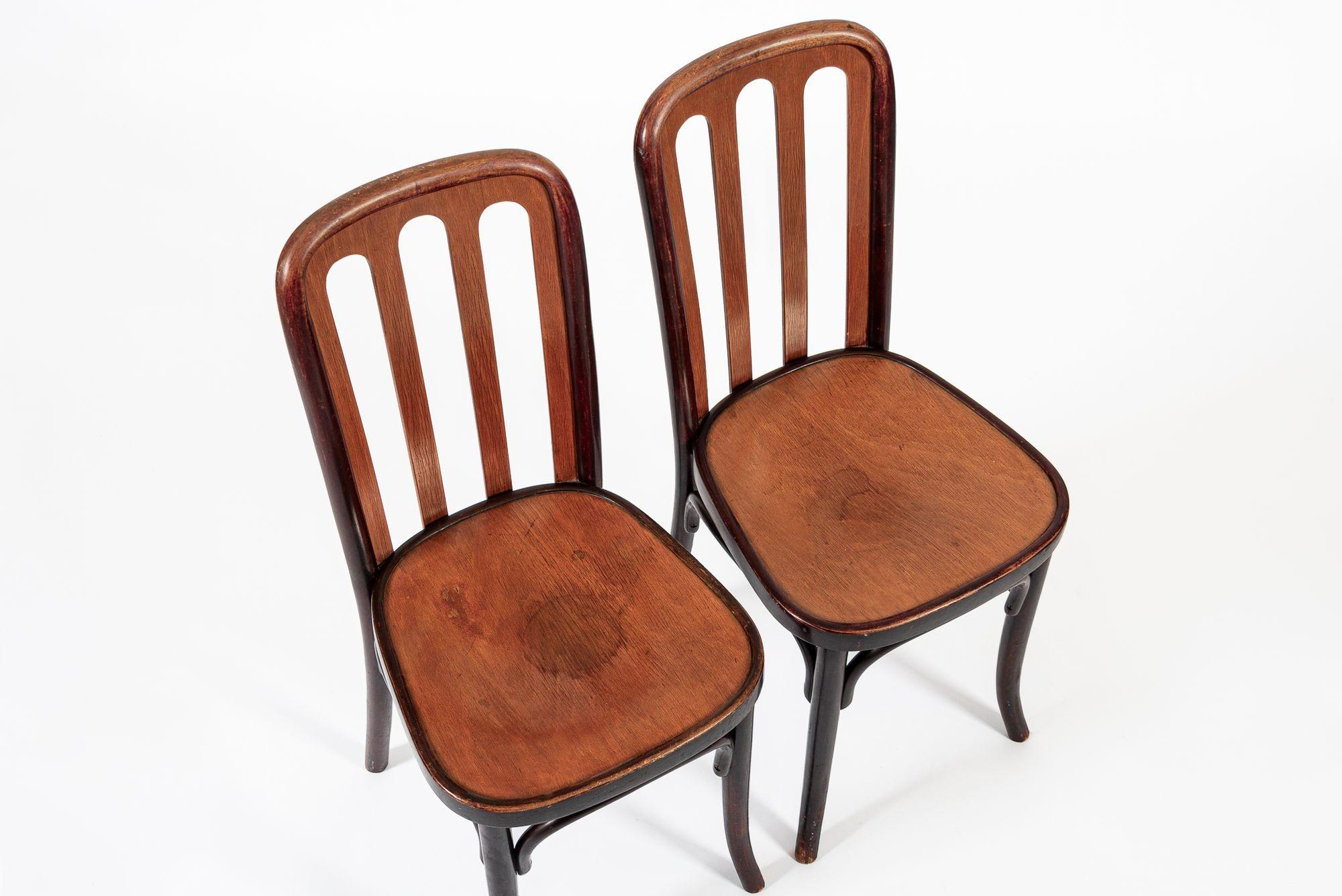 Antique Bentwood Bistro Cafe Chairs by Josef Hoffman for Thonet For Sale 1