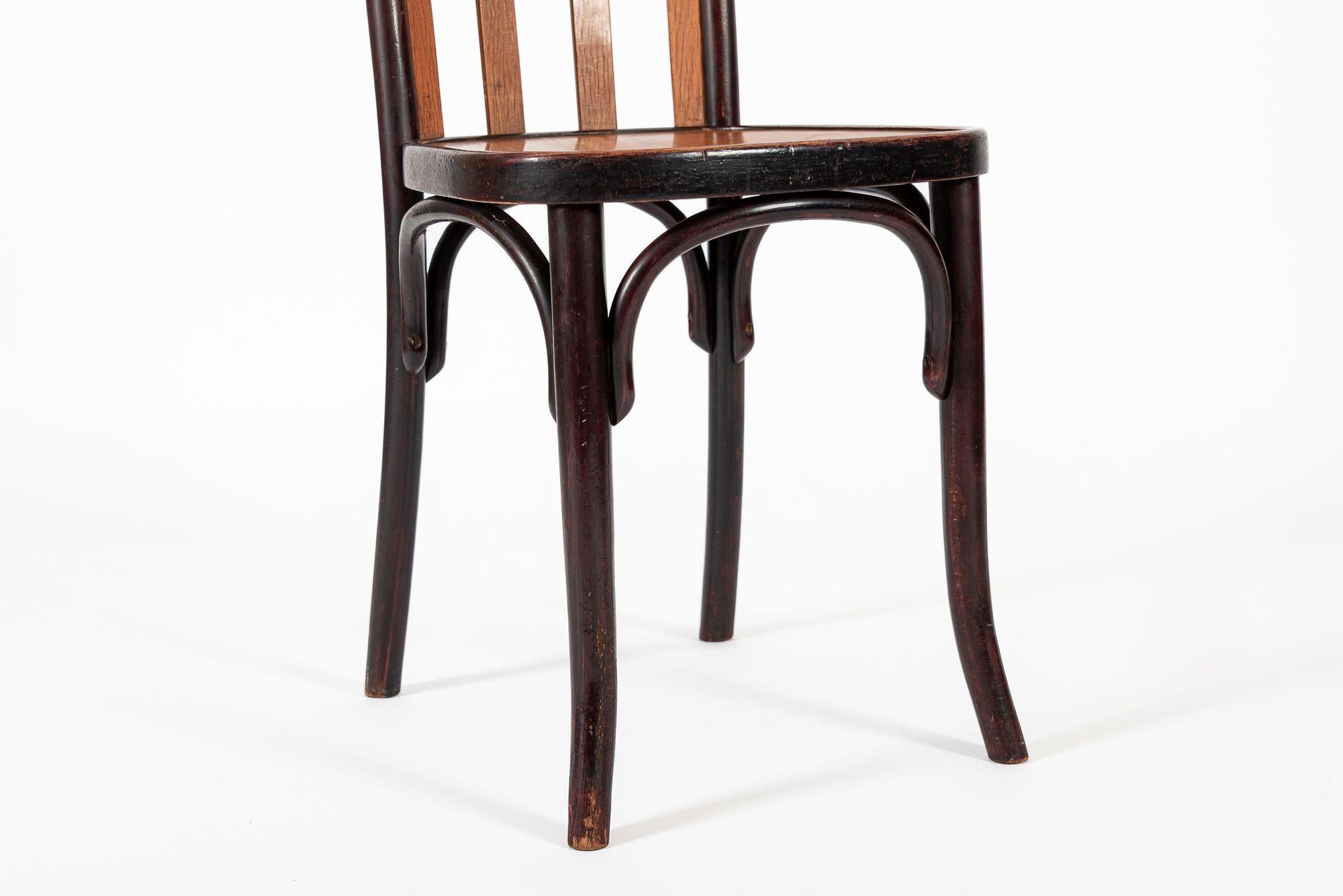 Antique Bentwood Bistro Cafe Chairs by Josef Hoffman for Thonet For Sale 2