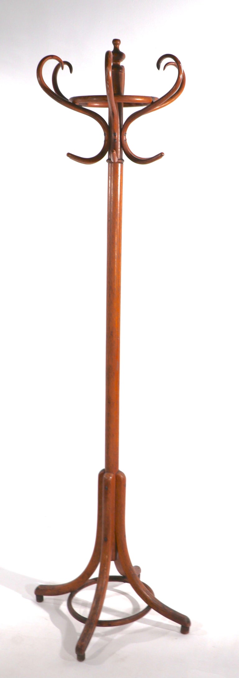 Vintage bentwood standing coat rack, 1900s