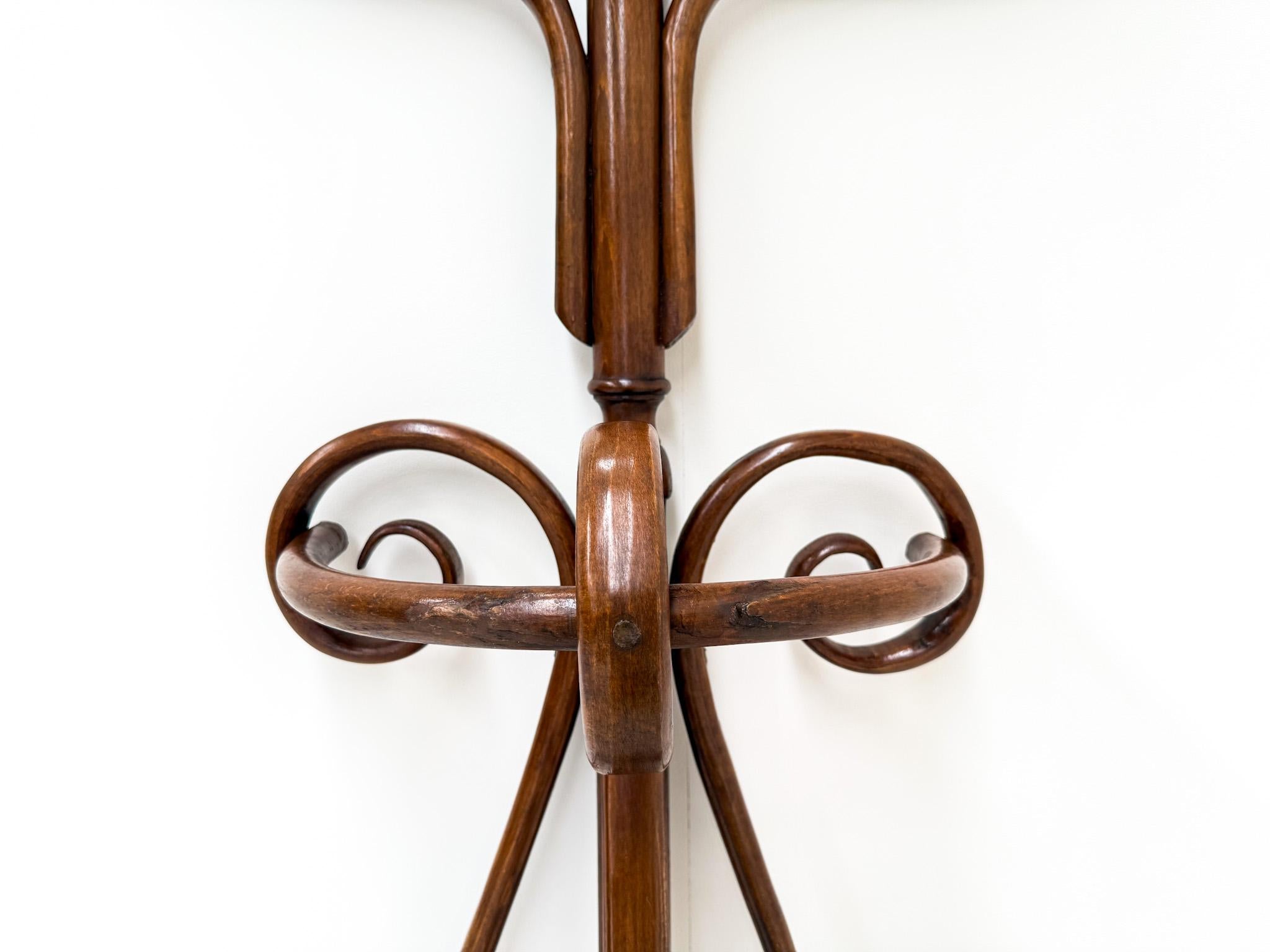 Hêtre Ancien support de rasage ou A Hall en bois courbé avec miroir biseauté, années 1920-1940 en vente