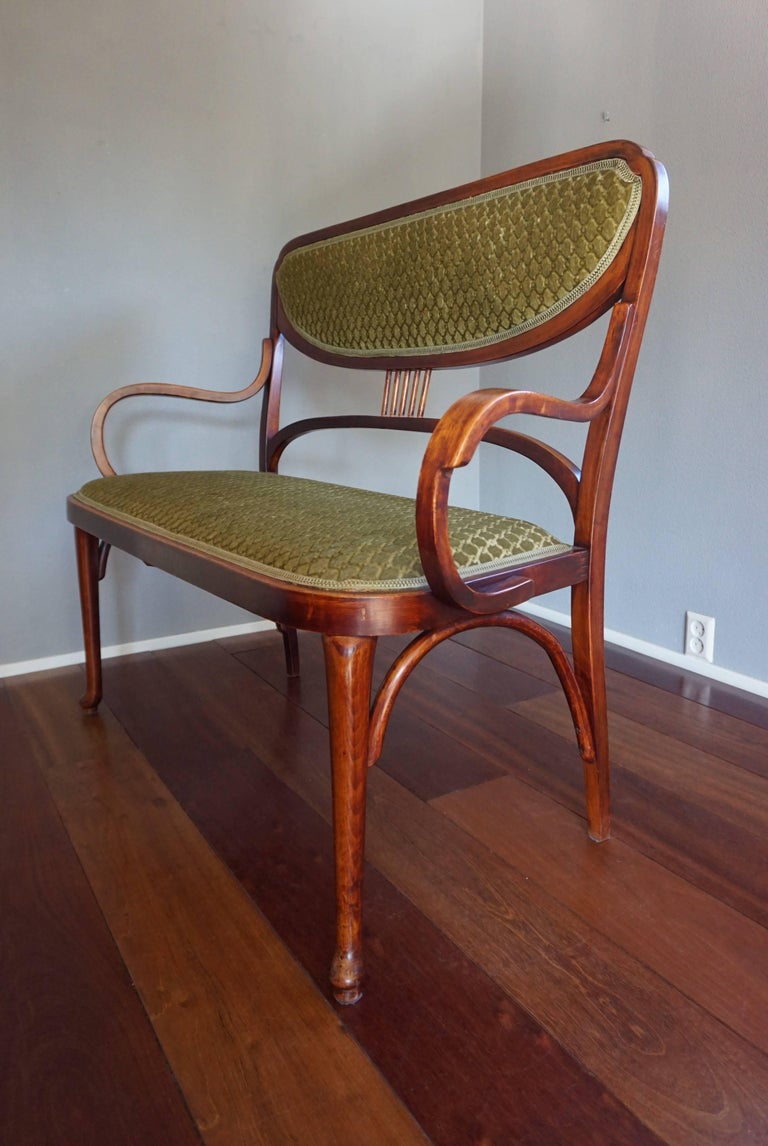 Antique Bentwood Settee / Bench Great Condition and Beautifully Upholstered at 1stDibs