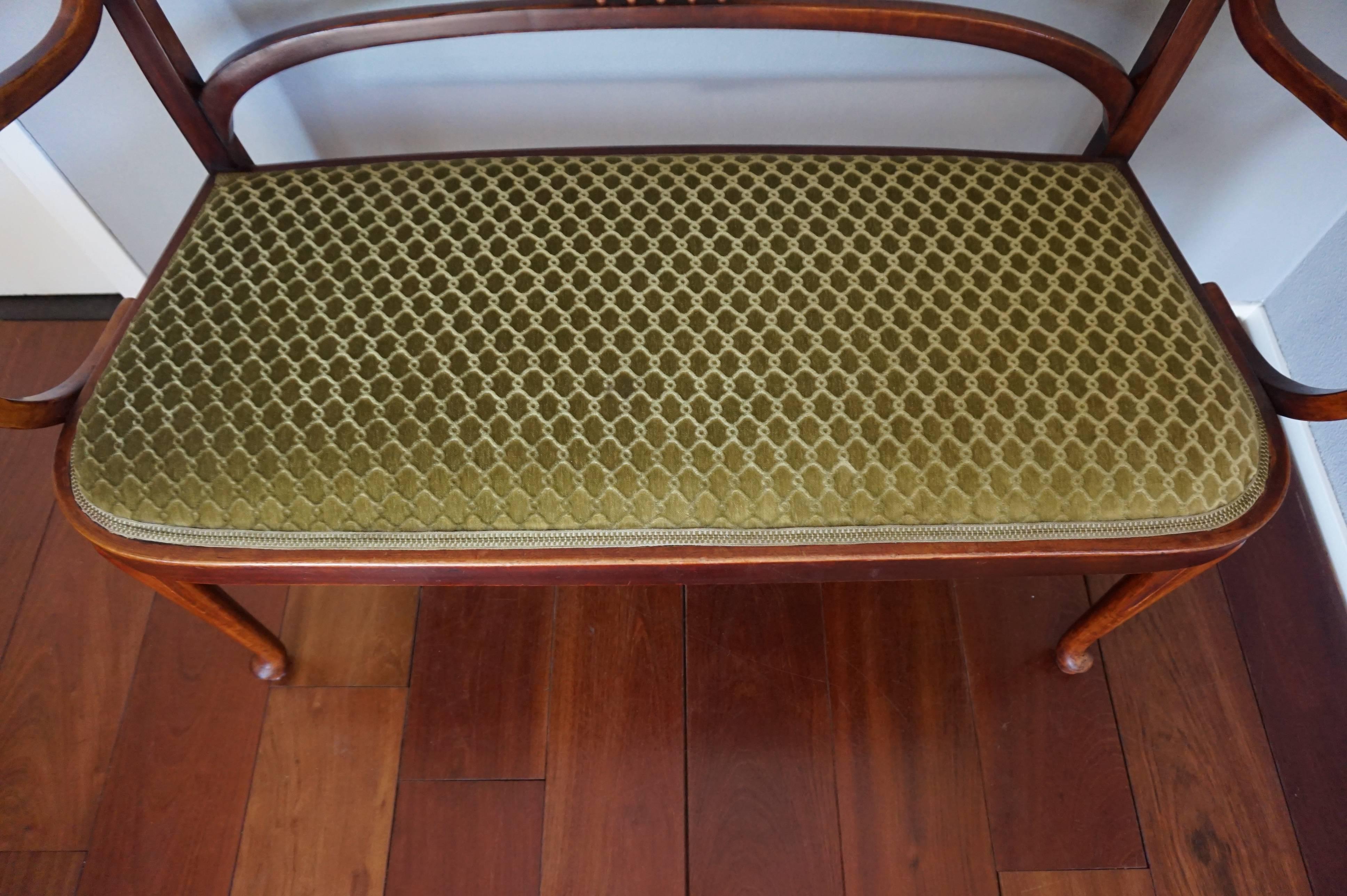 Austrian Antique Bentwood Thonet Settee / Bench Great Condition & Beautifully Upholstered