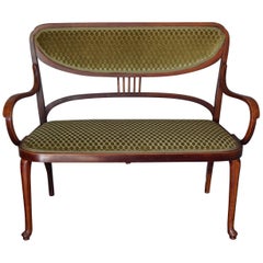 Antike Bugholz Thonet Settee / Bank Großen Zustand & Schön gepolstert