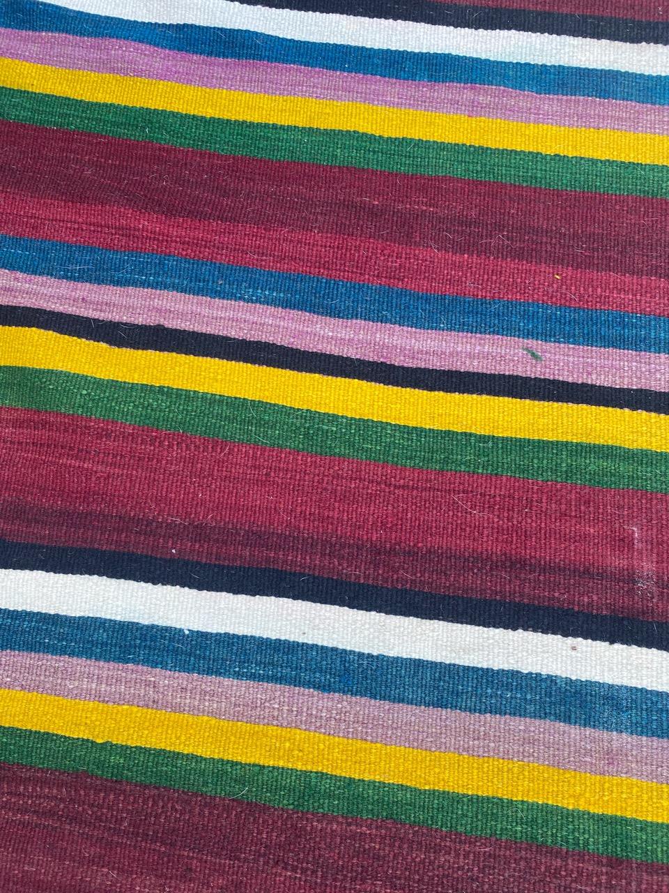 Bobyrug’s Antique Berber colourful Moroccan Kilim For Sale 3