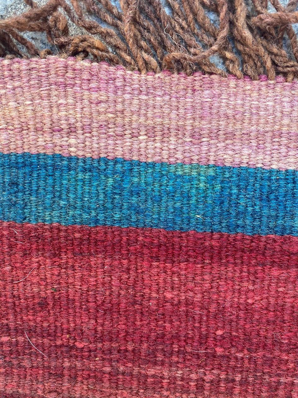 Bobyrug’s Antique Berber colourful Moroccan Kilim For Sale 6