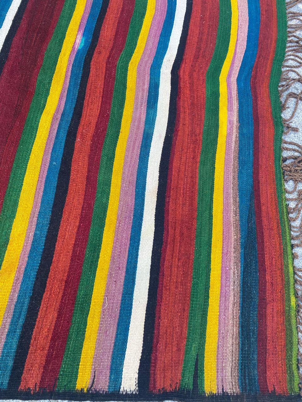 Wool Bobyrug’s Antique Berber colourful Moroccan Kilim  For Sale