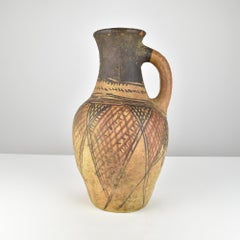 Antique Berber Rif Moroccan Pottery Jug with Hand-Painted Geometric Motifs