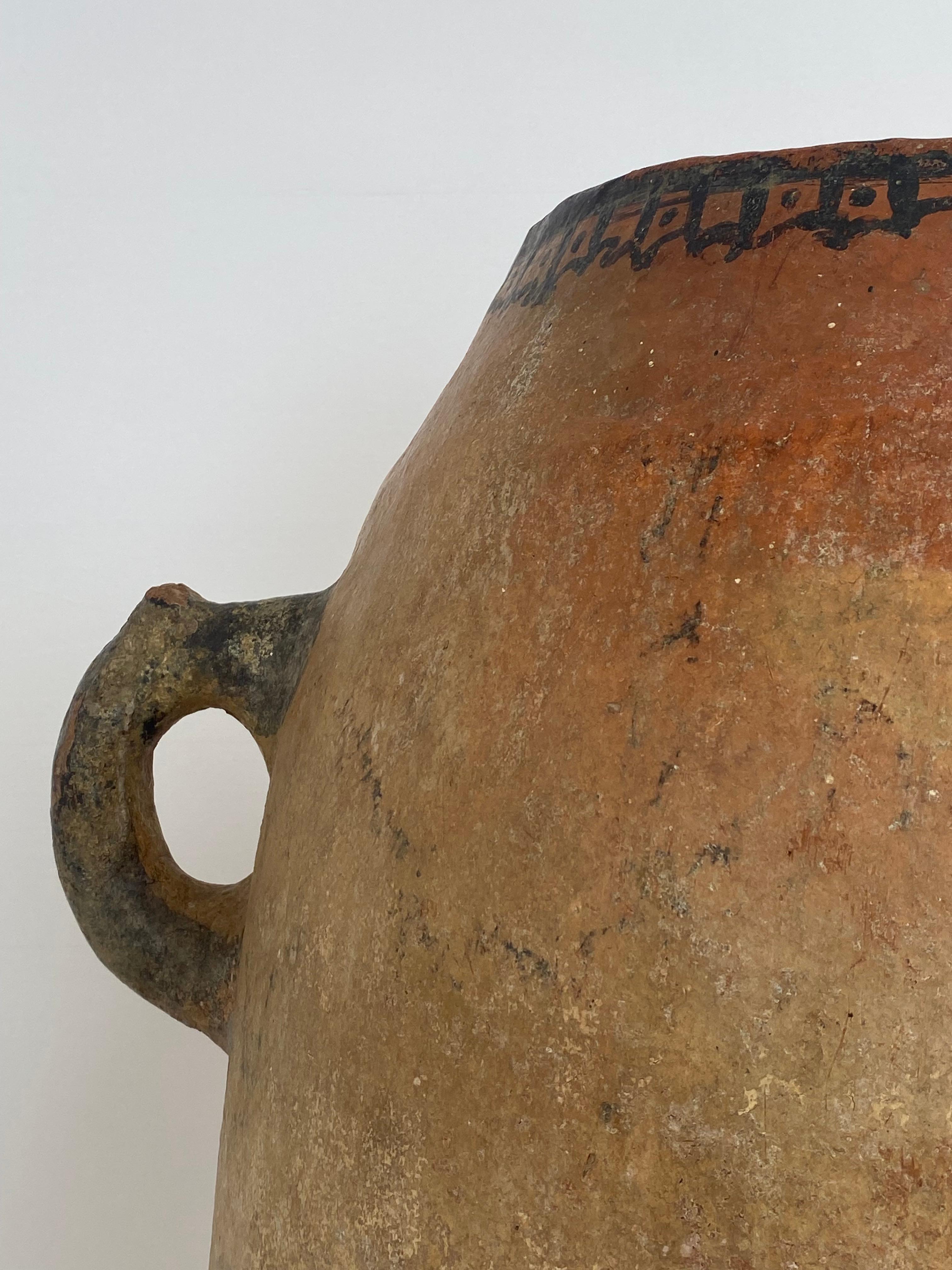 Patinated Antique Berber Terracotta Jar For Sale