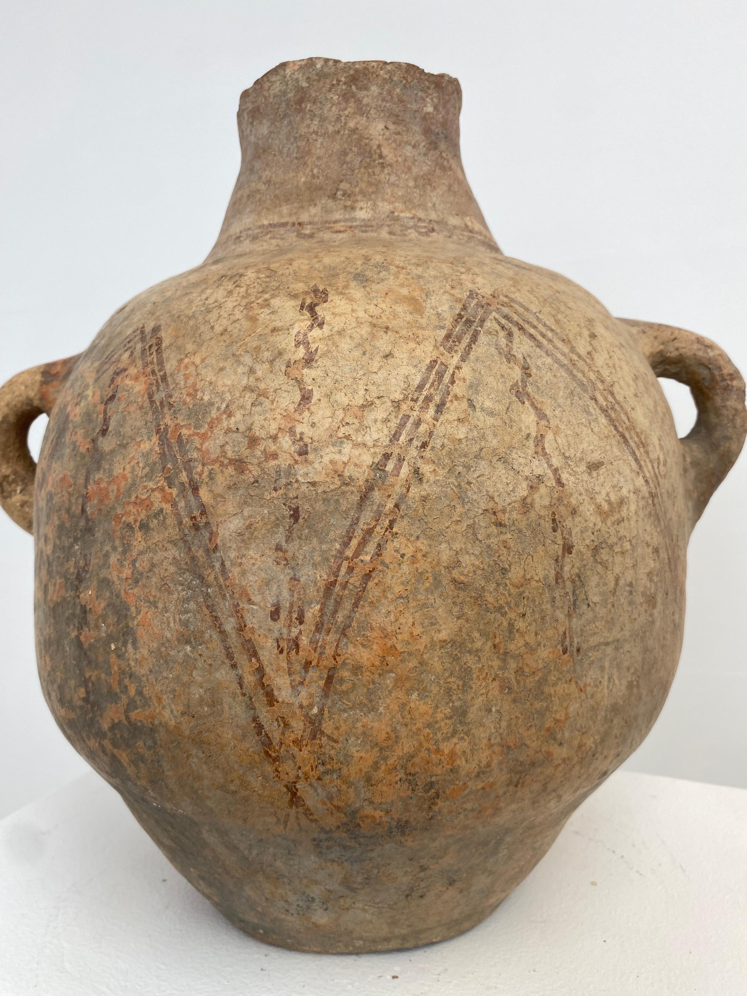 Antique Berber Terracotta Jar with 2 Handles For Sale 2