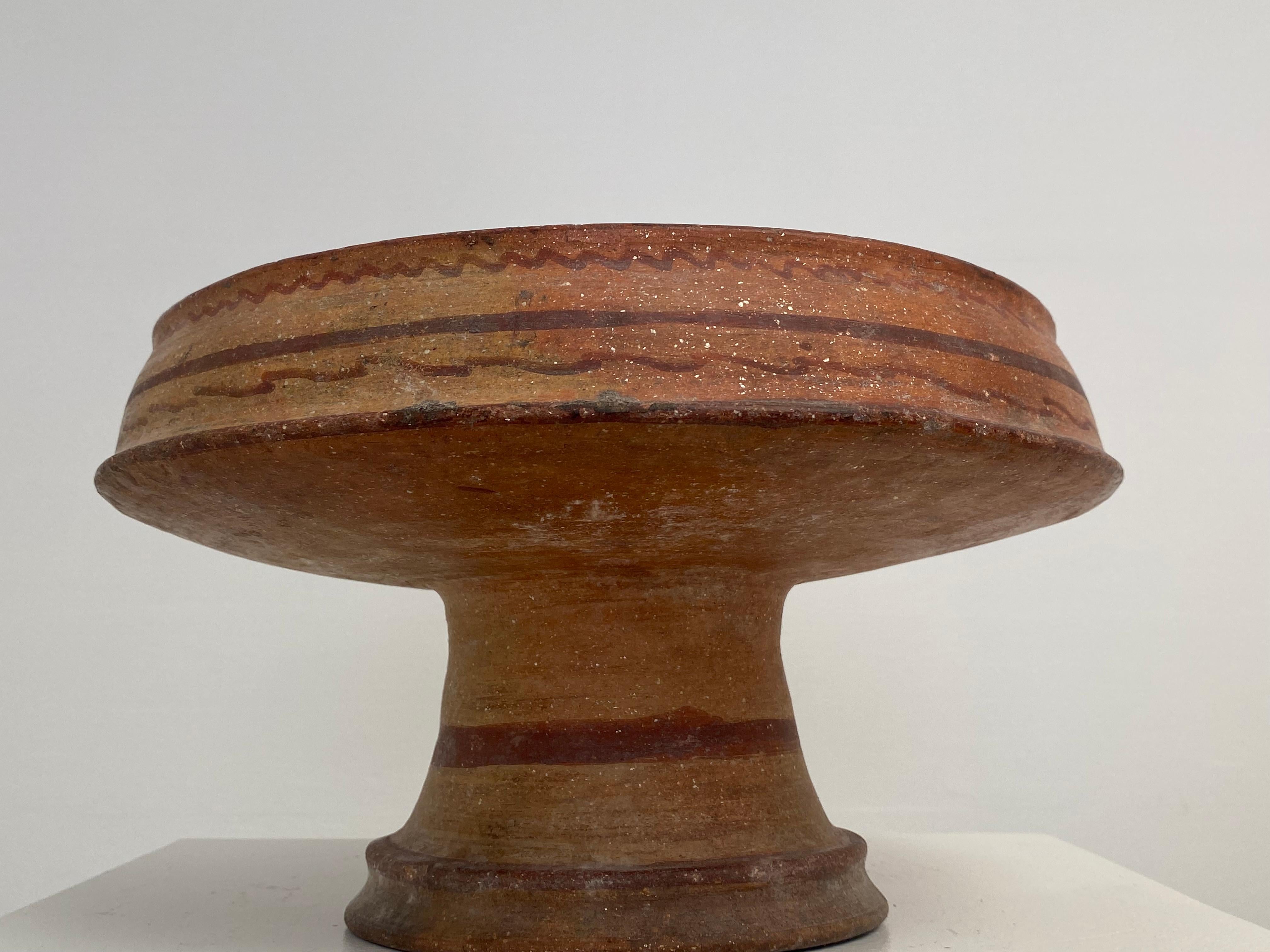 Moroccan Antique Berber Terracotta Tazza on a stand For Sale