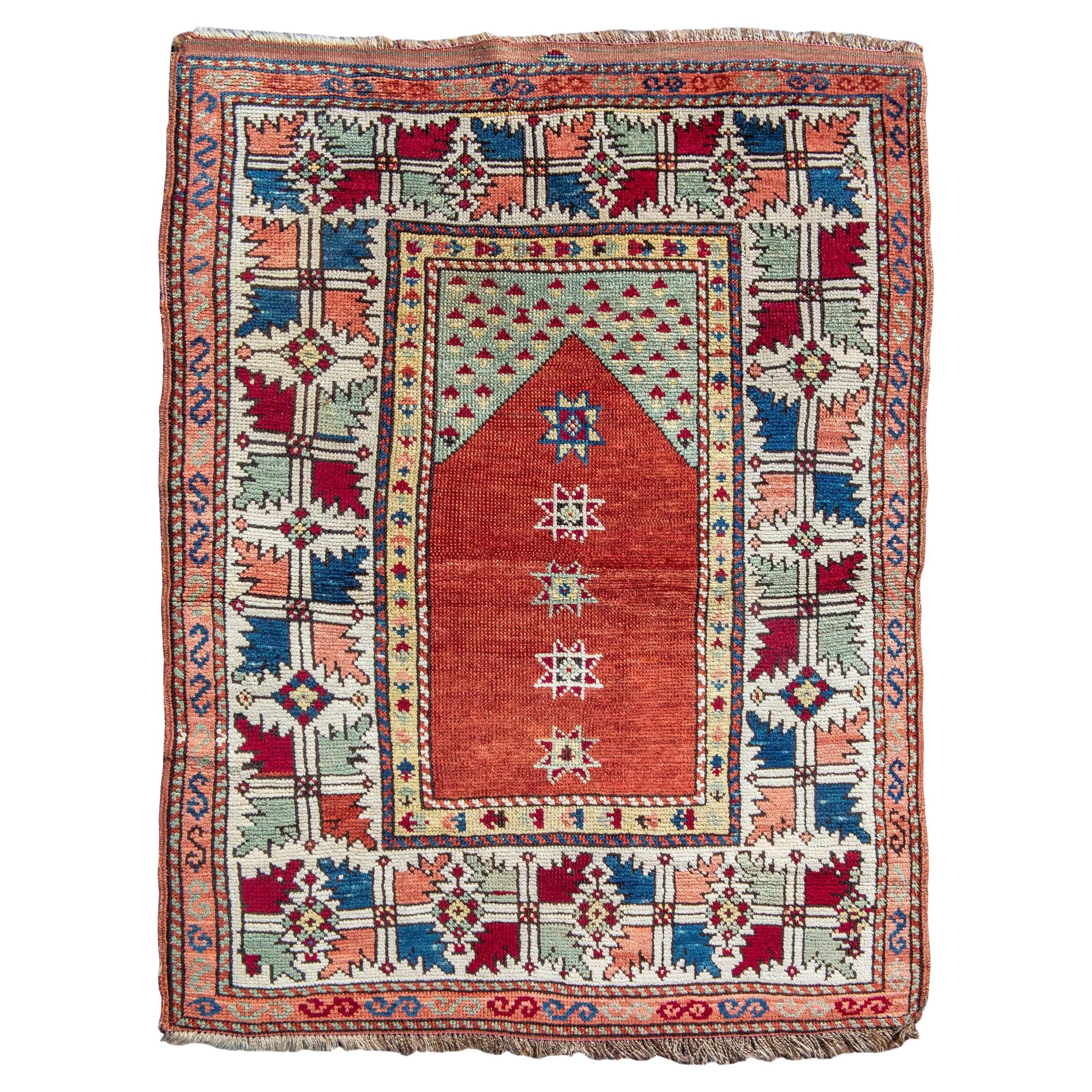 Tapis de prière antique de Bergama, 19e siècle