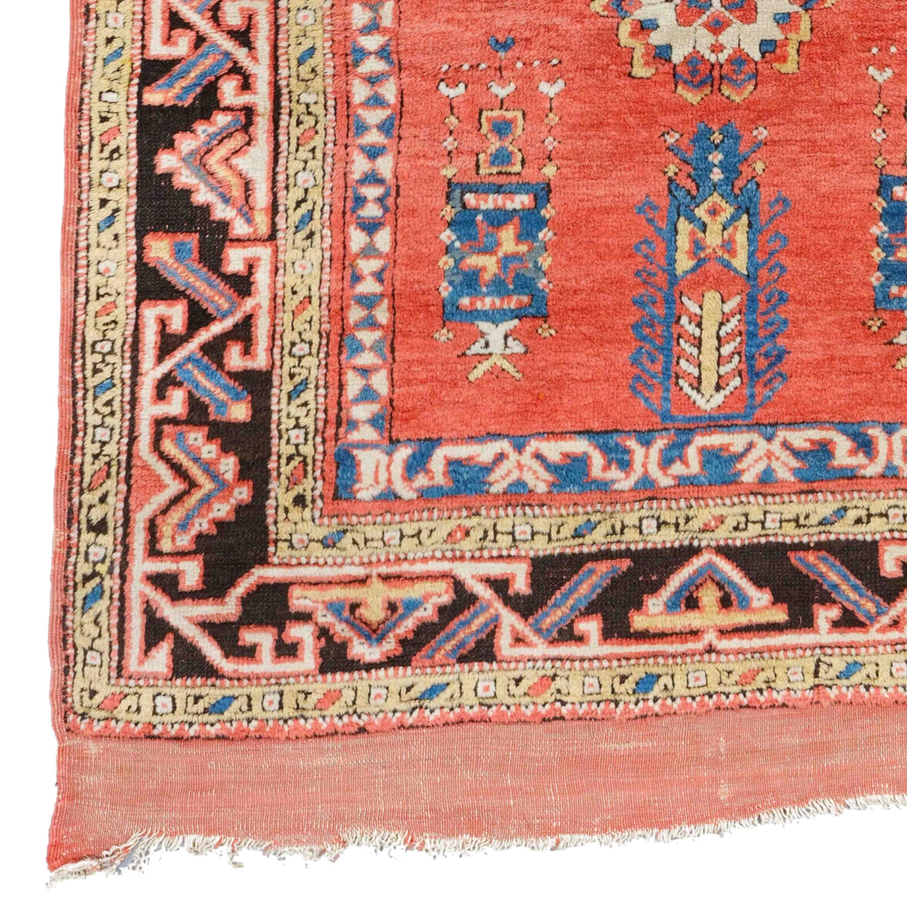 Early 19th Century Anatolian Prayer Bergama Rug in Perfect Condition Size 110 x 150 cm (3,6 x 4,92 ft)

Red, blue, and white, are highly varied. Several designs, showing rows of panels or central medallion designs, preserve the fashions of much
