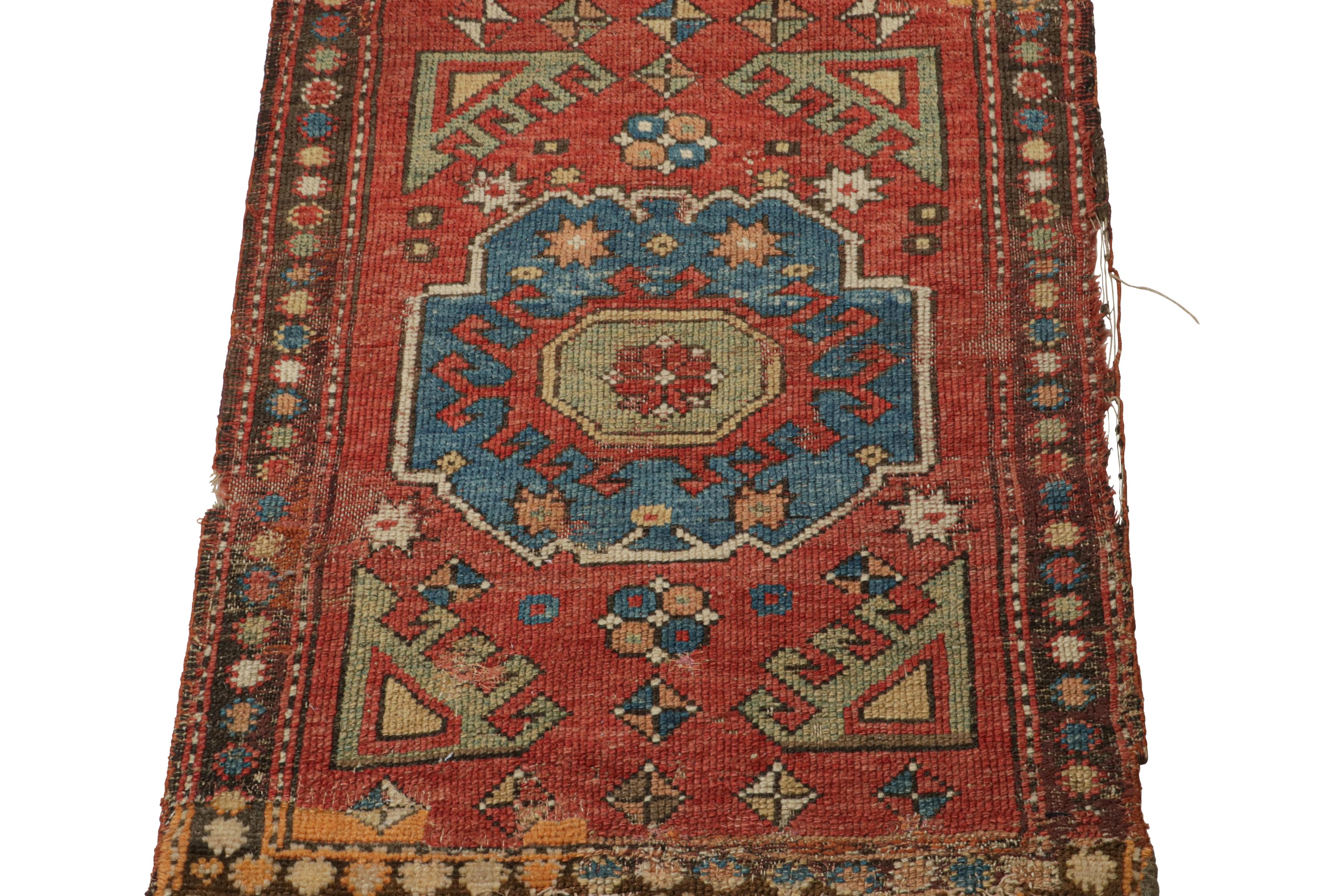 Hand-knotted in wool circa1910-1920, this 2x3 scatter rug is an antique Bergama rug, from the tribal weaving tradition of the same name in Turkey near the Aegean sea.

On the Design:

This gift sized piece enjoys large medallions and other geometric