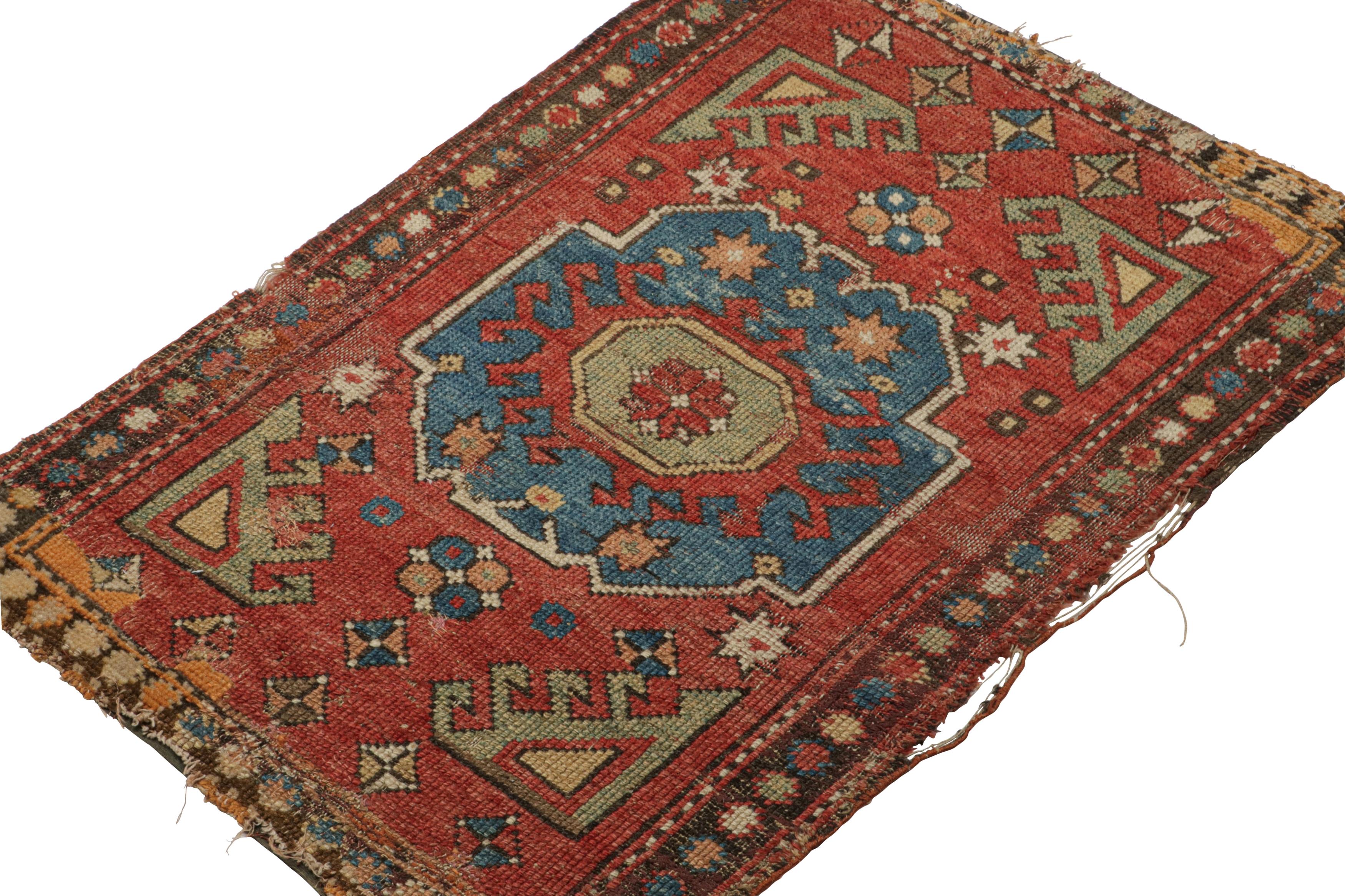 Tribal Antique Bergama Scatter Rug in Red with Geometric Patterns, from Rug & Kilim For Sale