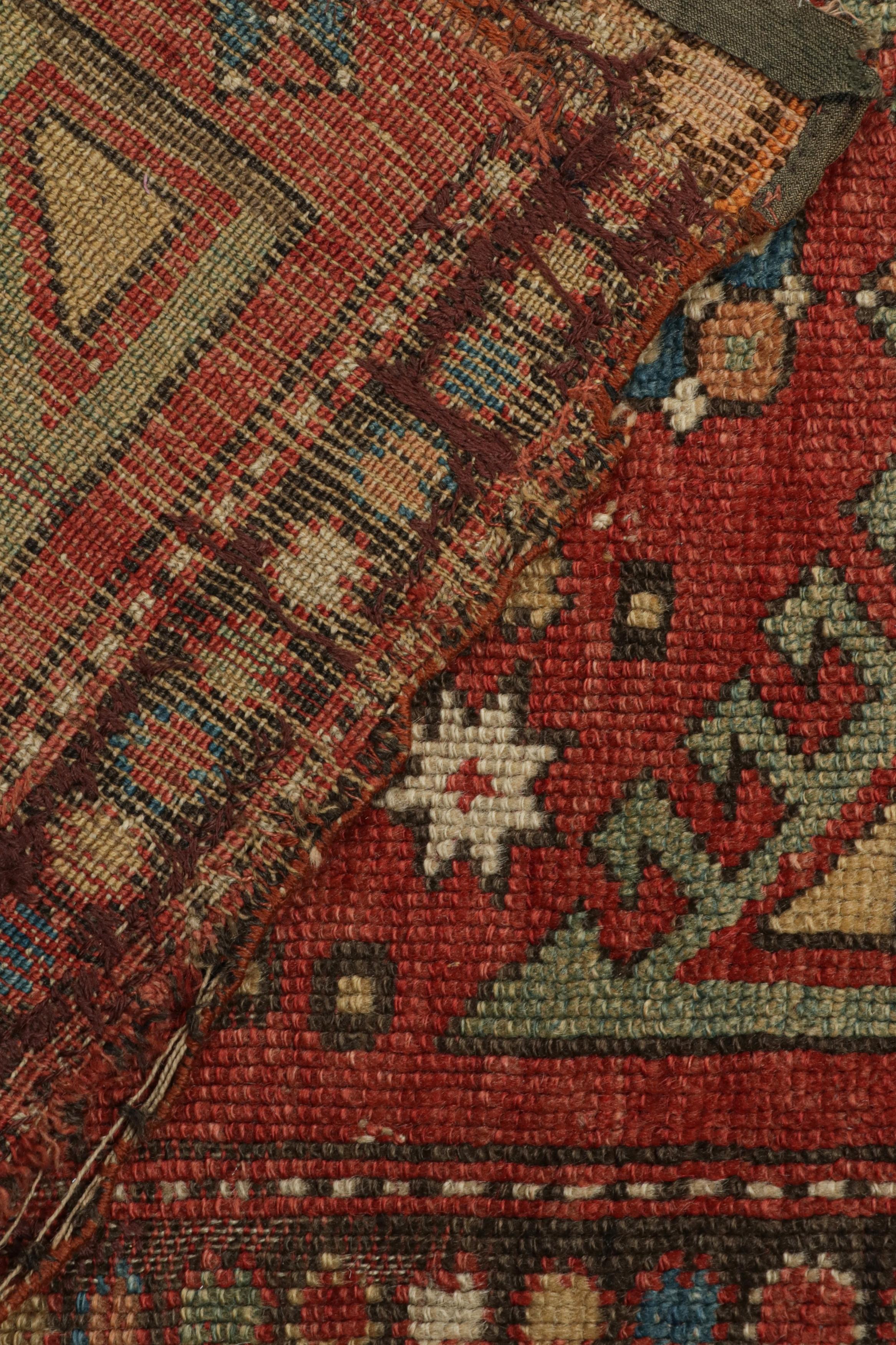 Early 20th Century Antique Bergama Scatter Rug in Red with Geometric Patterns, from Rug & Kilim For Sale