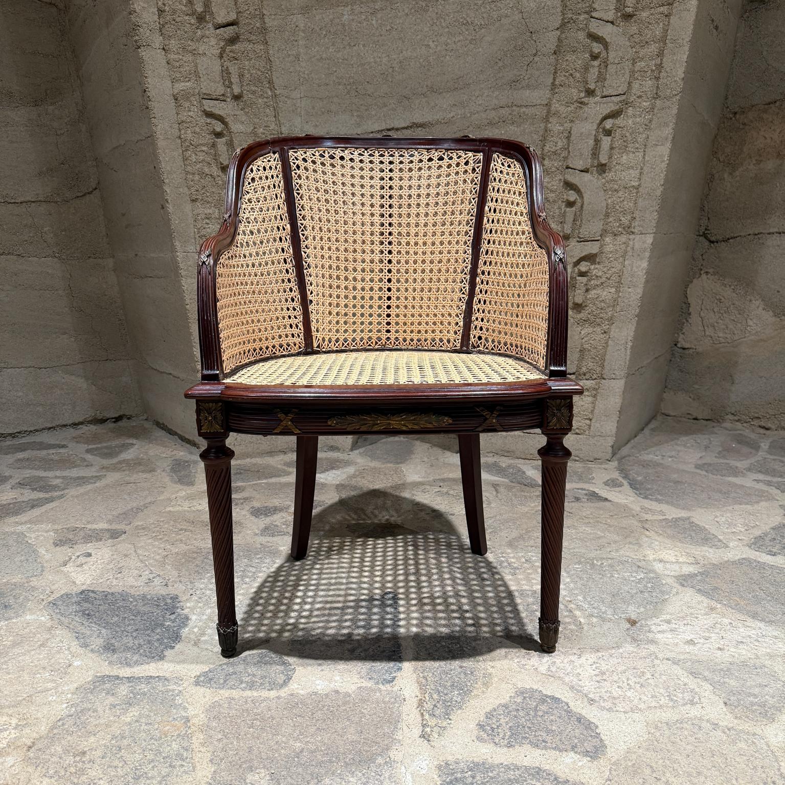 Empire Antique Bergère Caned Victorian French Armchair For Sale