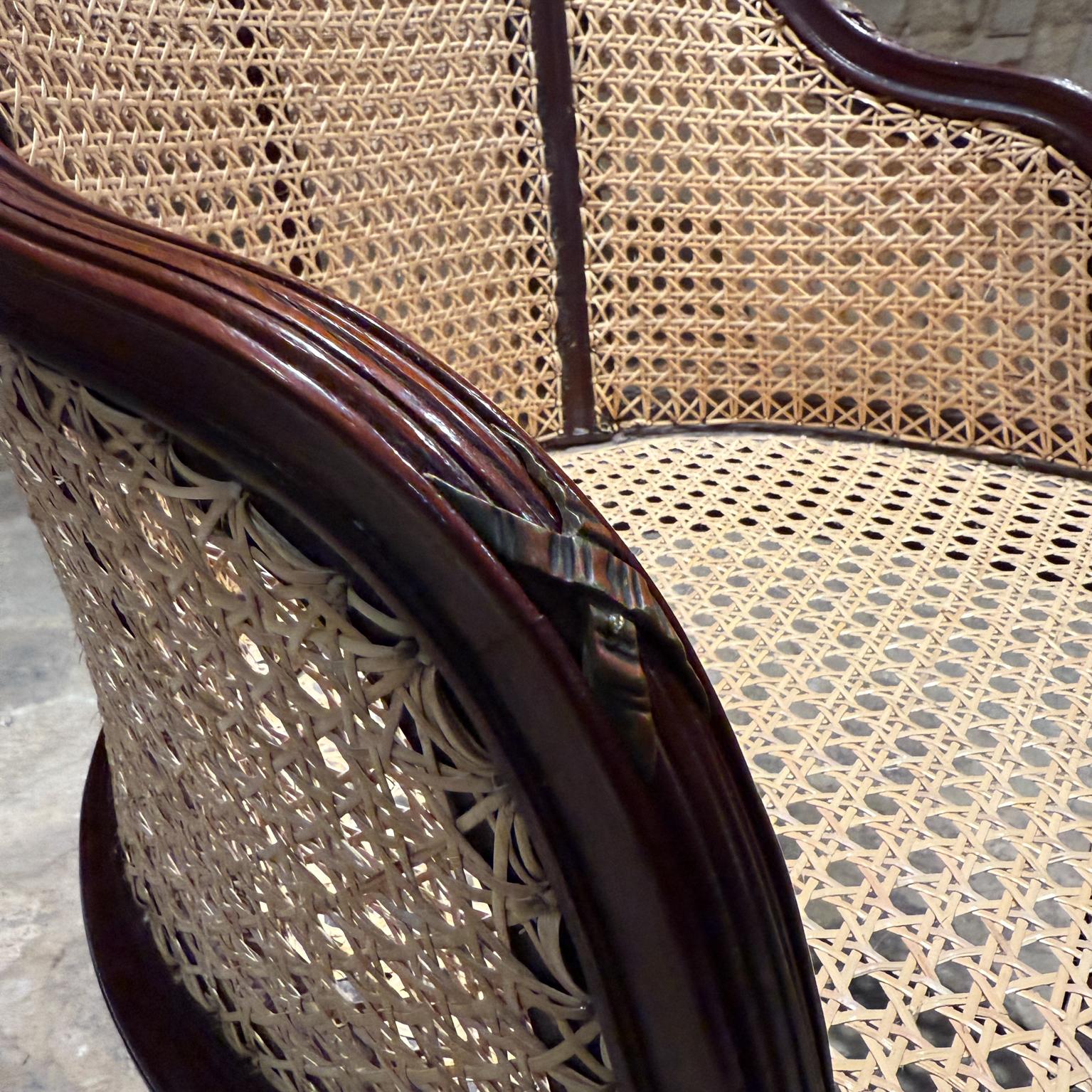 Antique Bergère Caned Victorian French Armchair For Sale 1