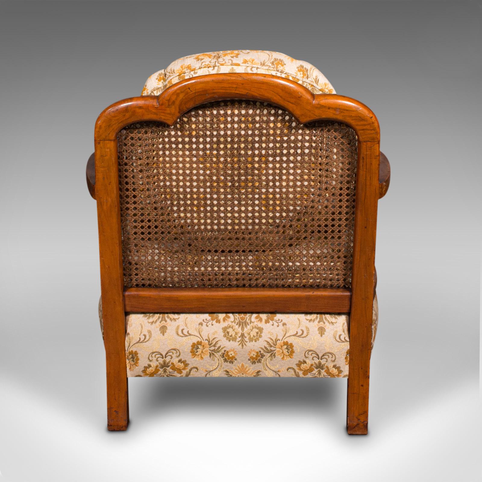 British Antique Bergere Sofa Suite, English, Walnut, 3 Seat Settee, Armchair, Edwardian