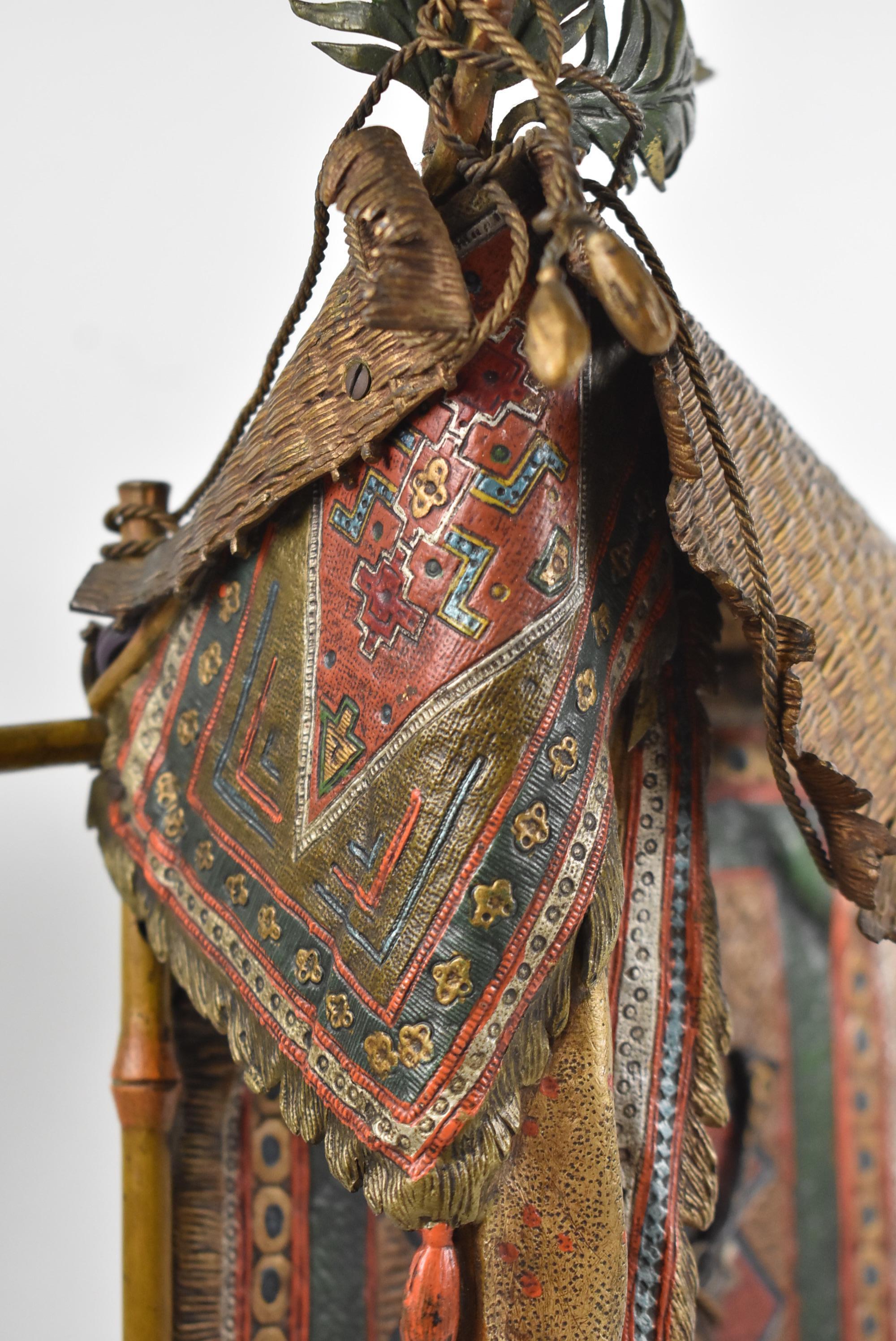 Antique Bergman Austrian Bronze Orientalist Carpet Seller Lamp 1