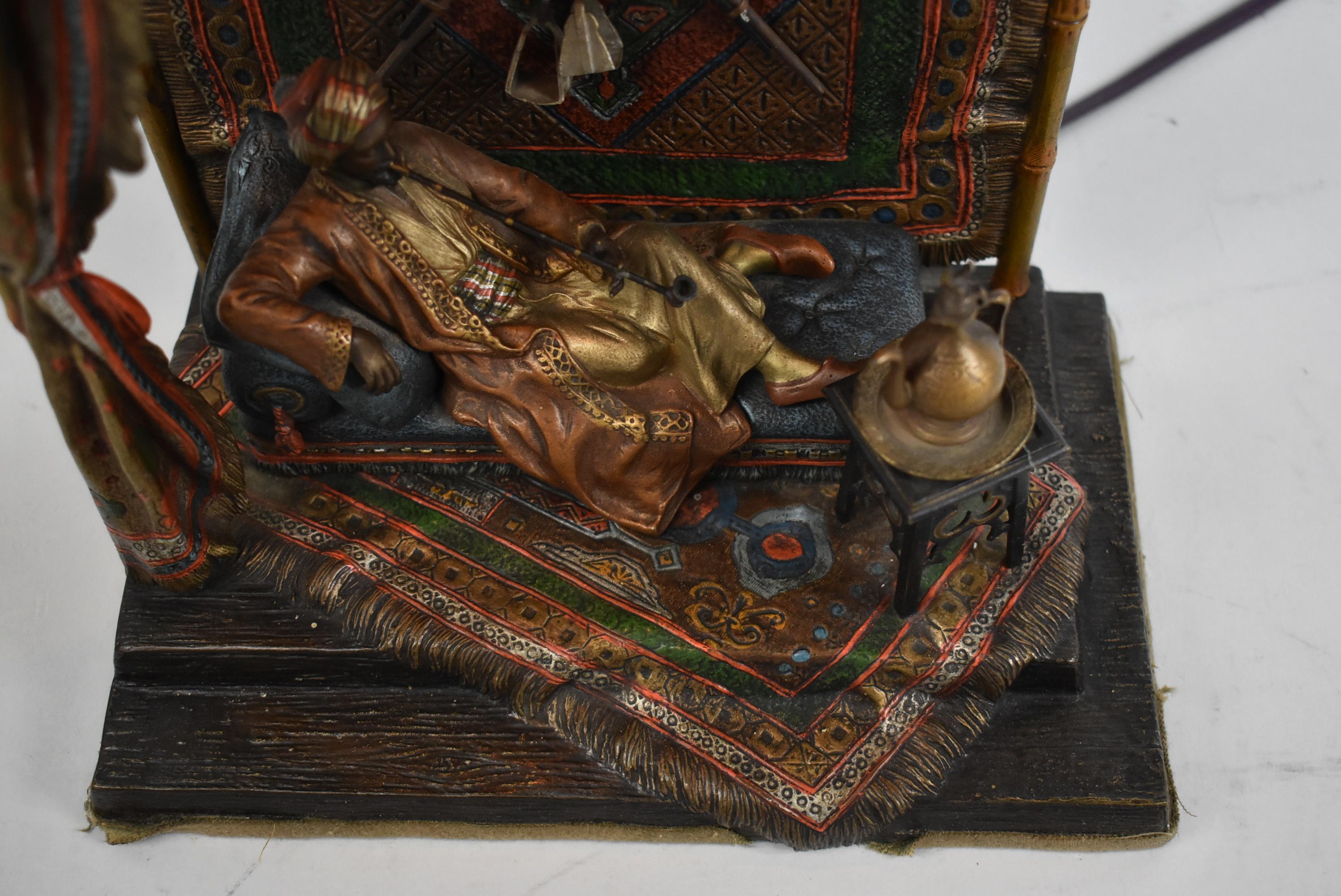Antique Bergman Austrian Bronze Orientalist Carpet Seller Lamp 2
