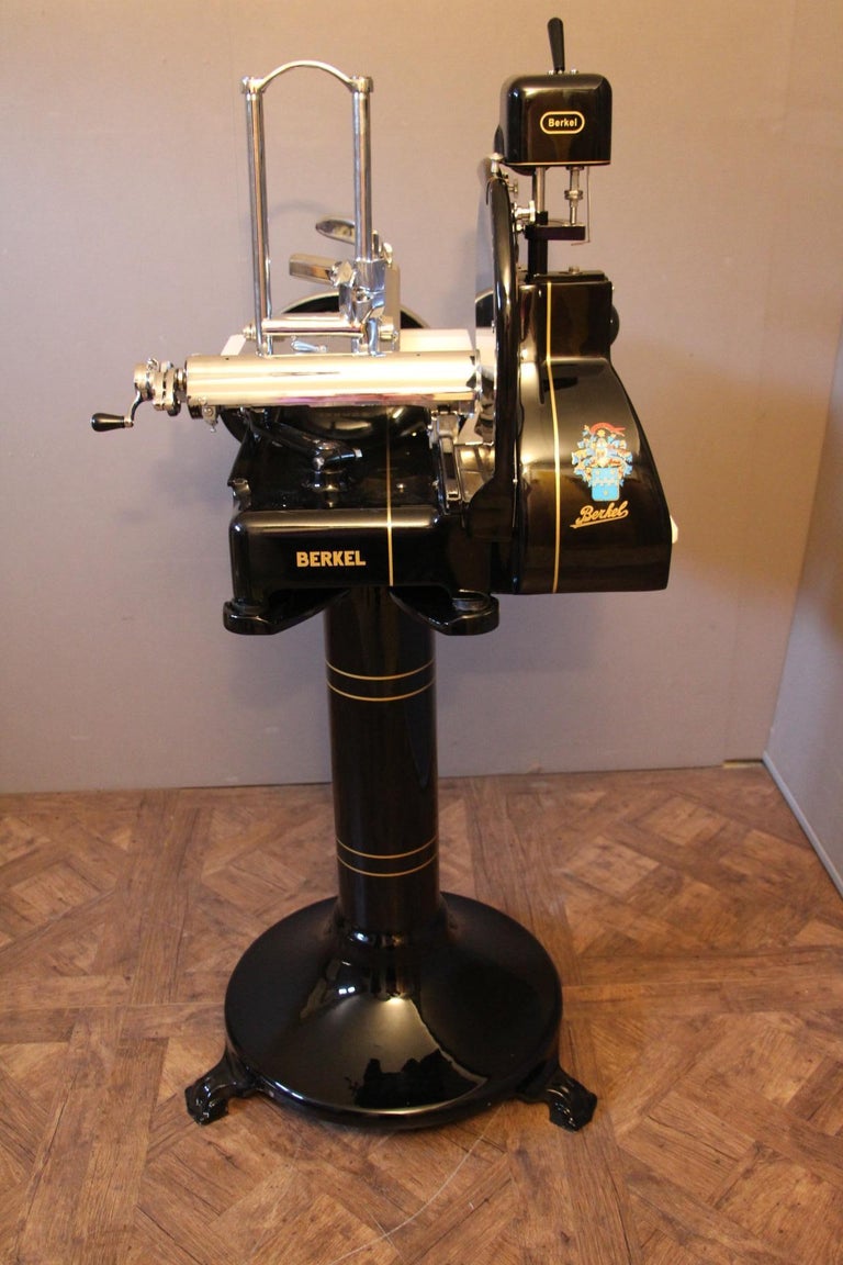Antique Berkel Black Flywheel Meat Slicer For Sale at 1stDibs