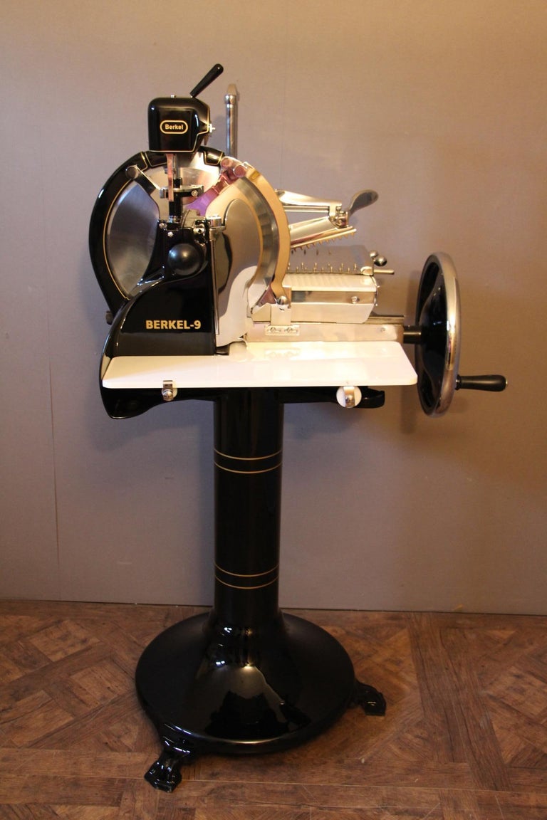 Antique Berkel Black Flywheel Meat Slicer For Sale at 1stDibs