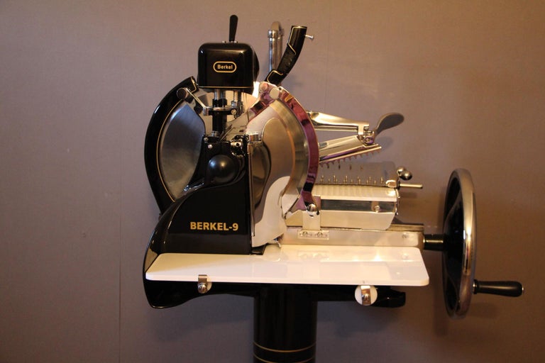 Antique Berkel Black Flywheel Meat Slicer For Sale at 1stDibs