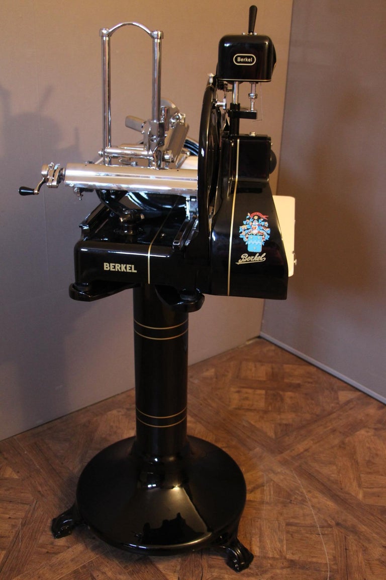 Antique Berkel Black Flywheel Meat Slicer For Sale at 1stDibs