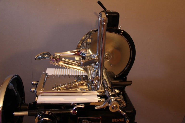 Antique Berkel Black Flywheel Meat Slicer For Sale at 1stDibs