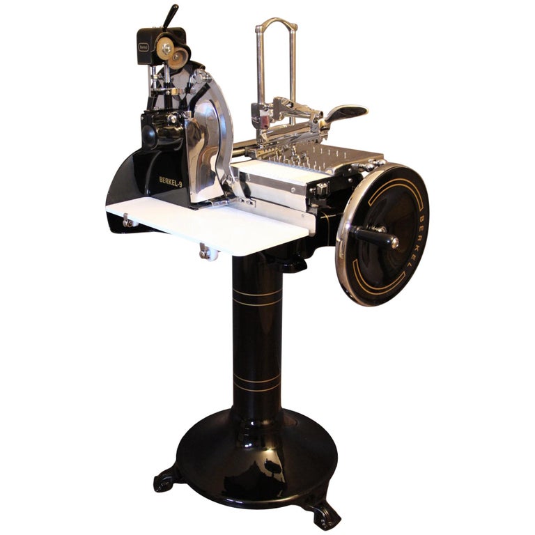 Antique Berkel Black Flywheel Meat Slicer For Sale at 1stDibs