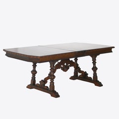 Antique Berkey And Gay Kittinger School Carved Walnut Trestle Table C1930