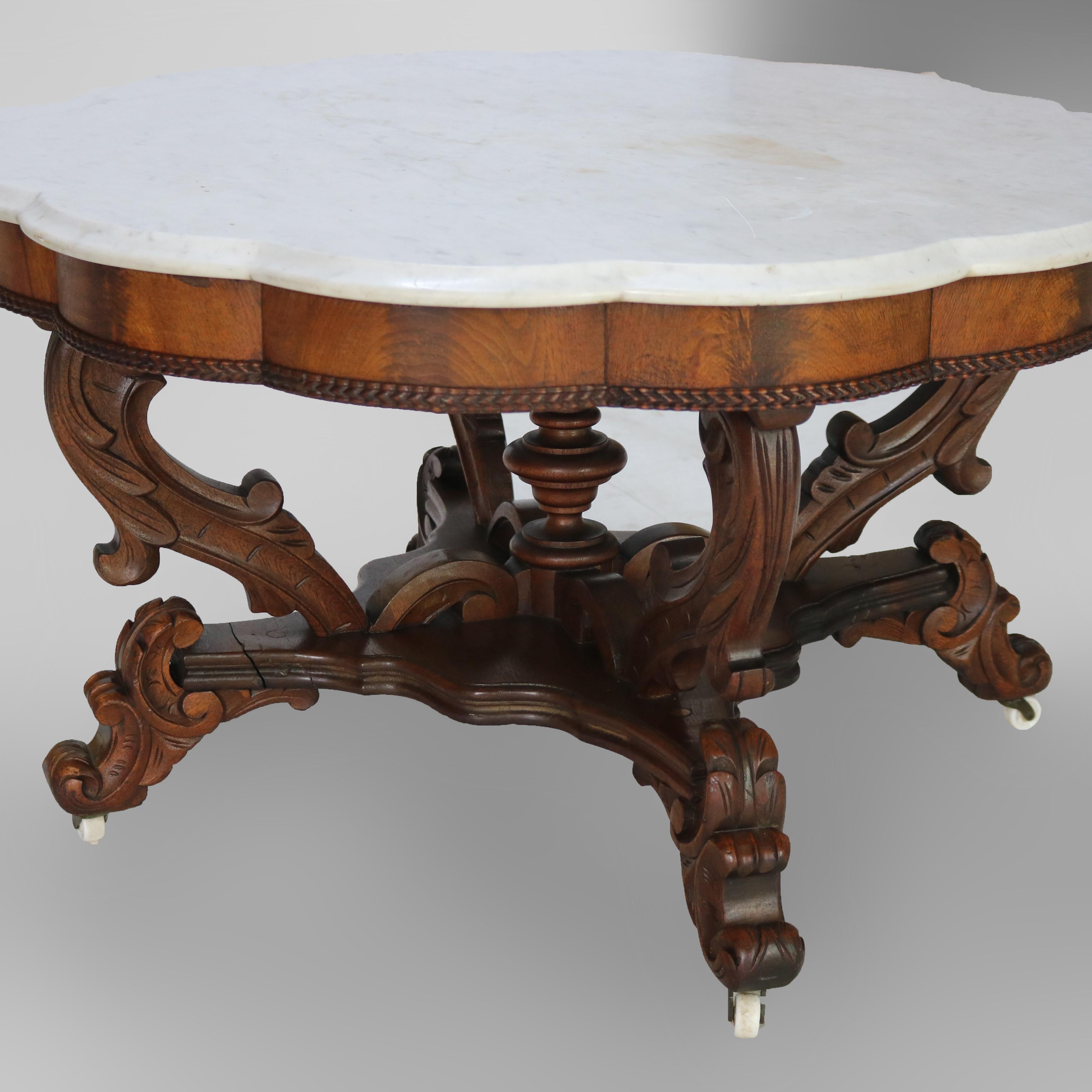 Ancienne table victorienne en acajou sculpté et palissandre de Berkey et Gay School C1880 Bon état - En vente à Big Flats, NY