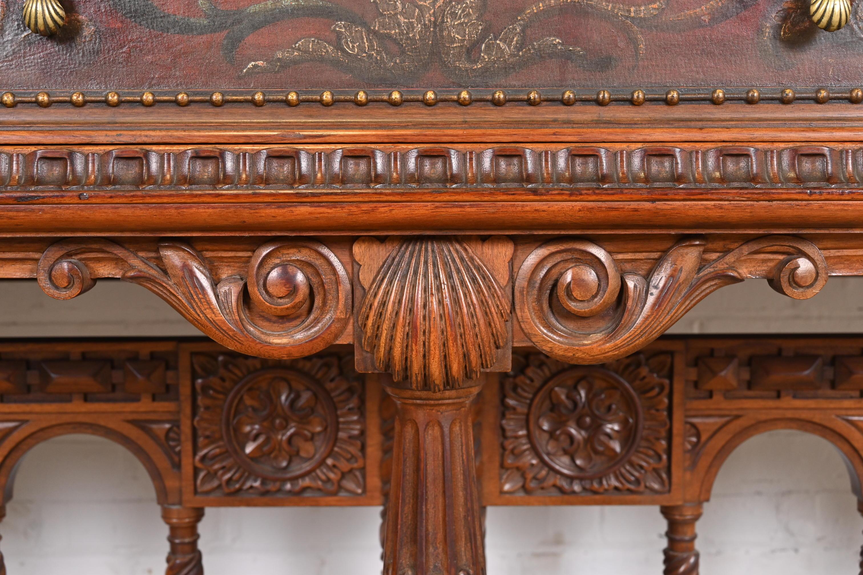 Antique Berkey & Gay English Jacobean Ornate Carved Walnut Sideboard, 1920s 6