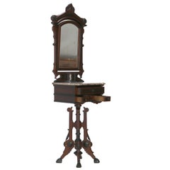 Antique Berkey & Gay Renaissance Revival Ebonized & Carved Walnut Shaving Stand