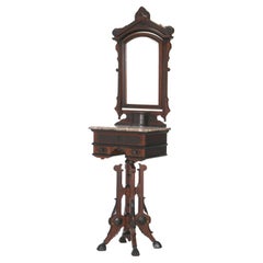 Antique Berkey & Gay Renaissance Revival Ebonized & Carved Walnut Shaving Stand