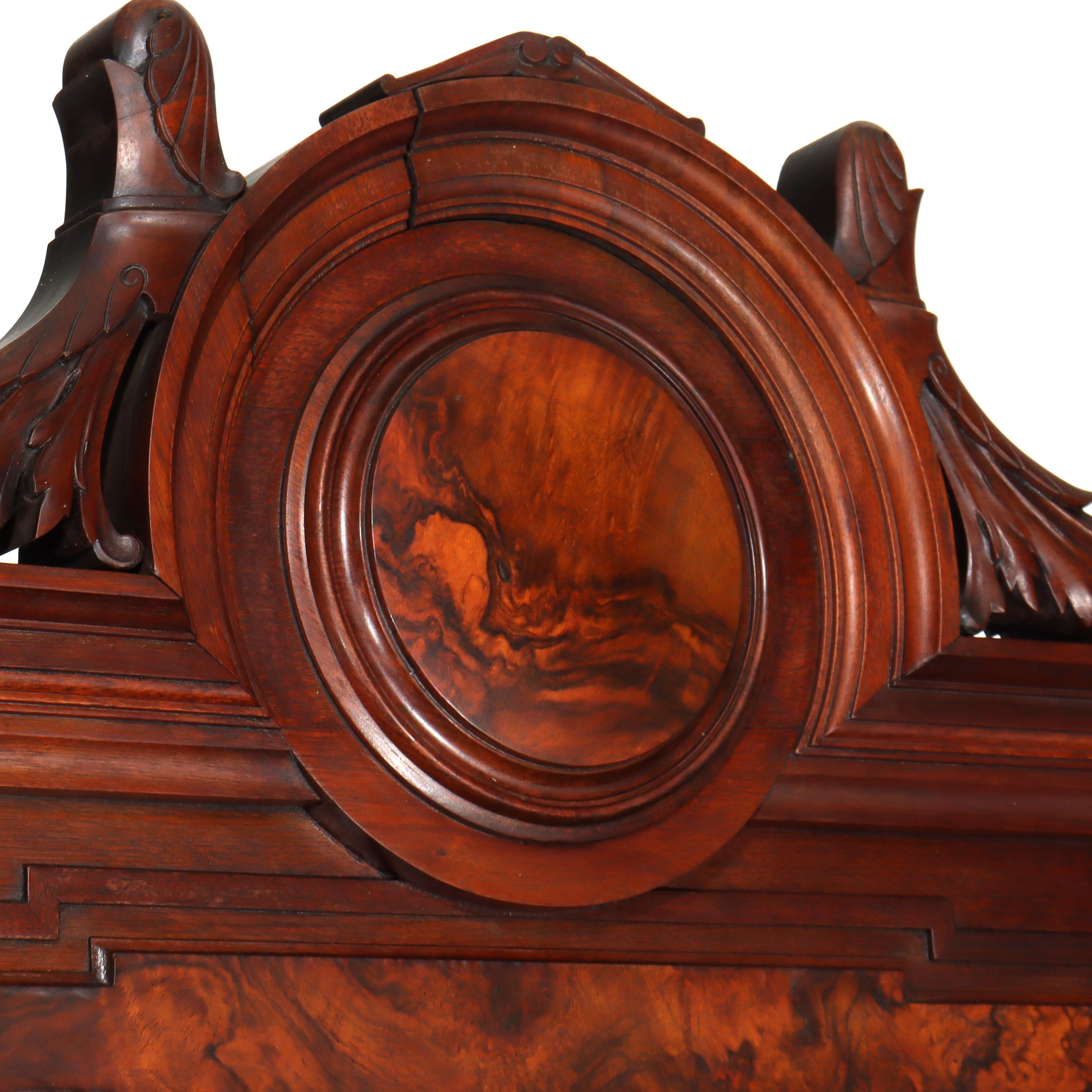 Antike Berkey & Gay Renaissance-Revival-Anrichte aus Nussbaum, Wurzelholz und Marmor um 1890 im Angebot 8