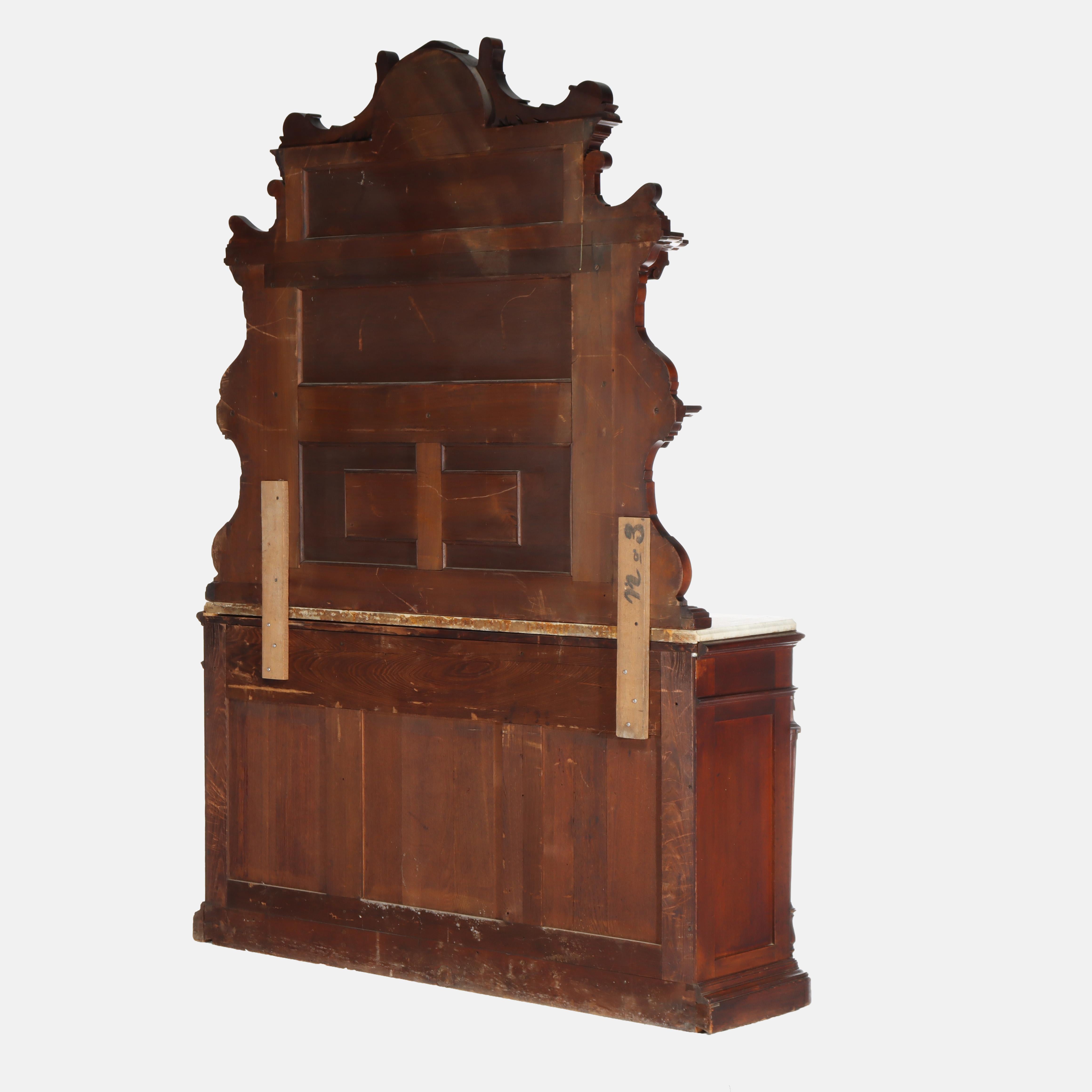 Antike Berkey & Gay Renaissance-Revival-Anrichte aus Nussbaum, Wurzelholz und Marmor um 1890 im Angebot 11